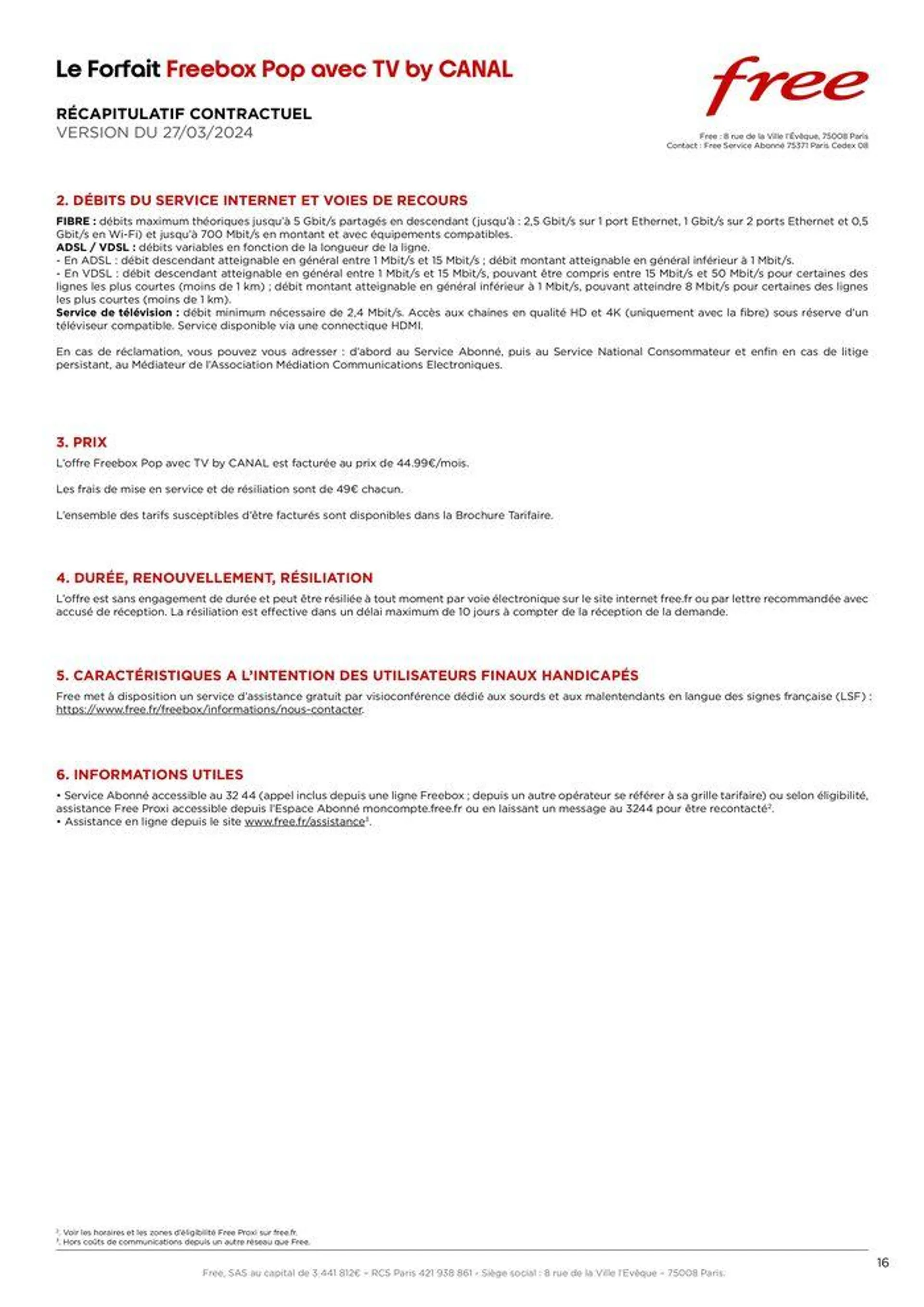 Brochure tarifaire Forfaits Freebox du 28 mars au 31 décembre 2024 - Catalogue page 16