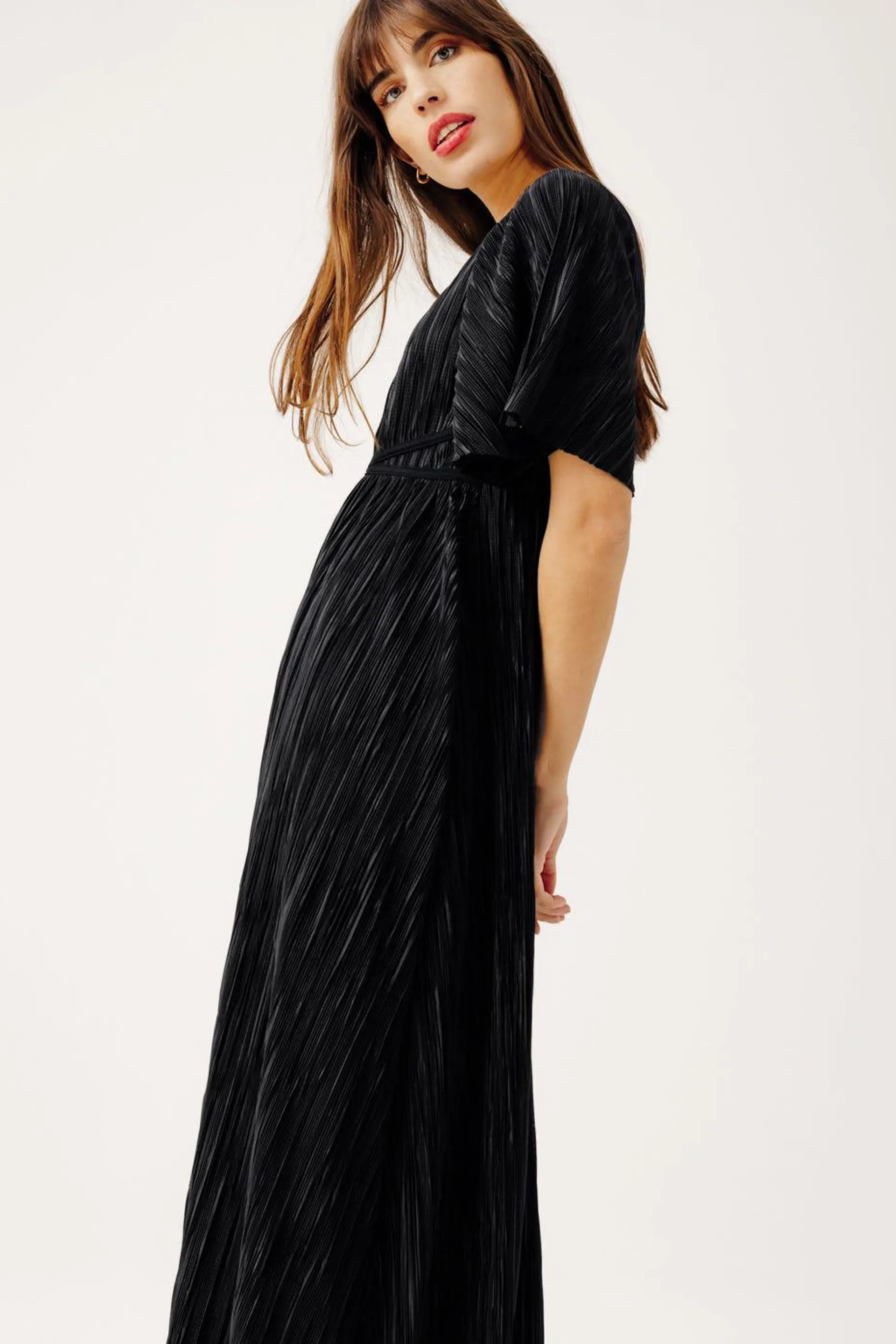 Robe longue plissée Femme - Noir