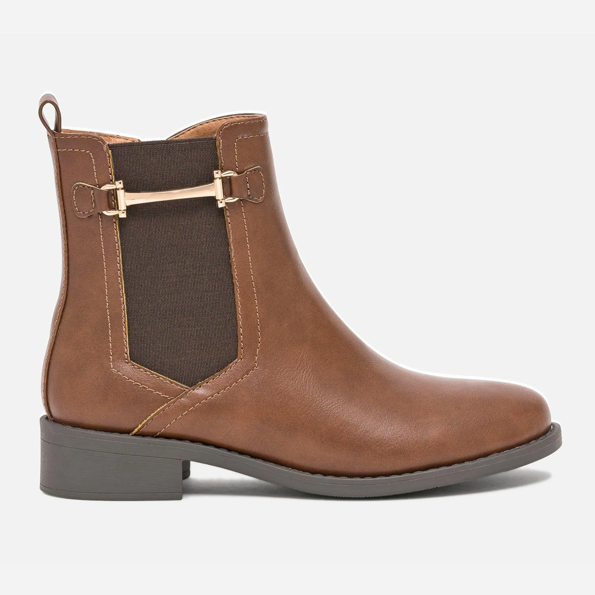 Boots marron avec mors métal doré