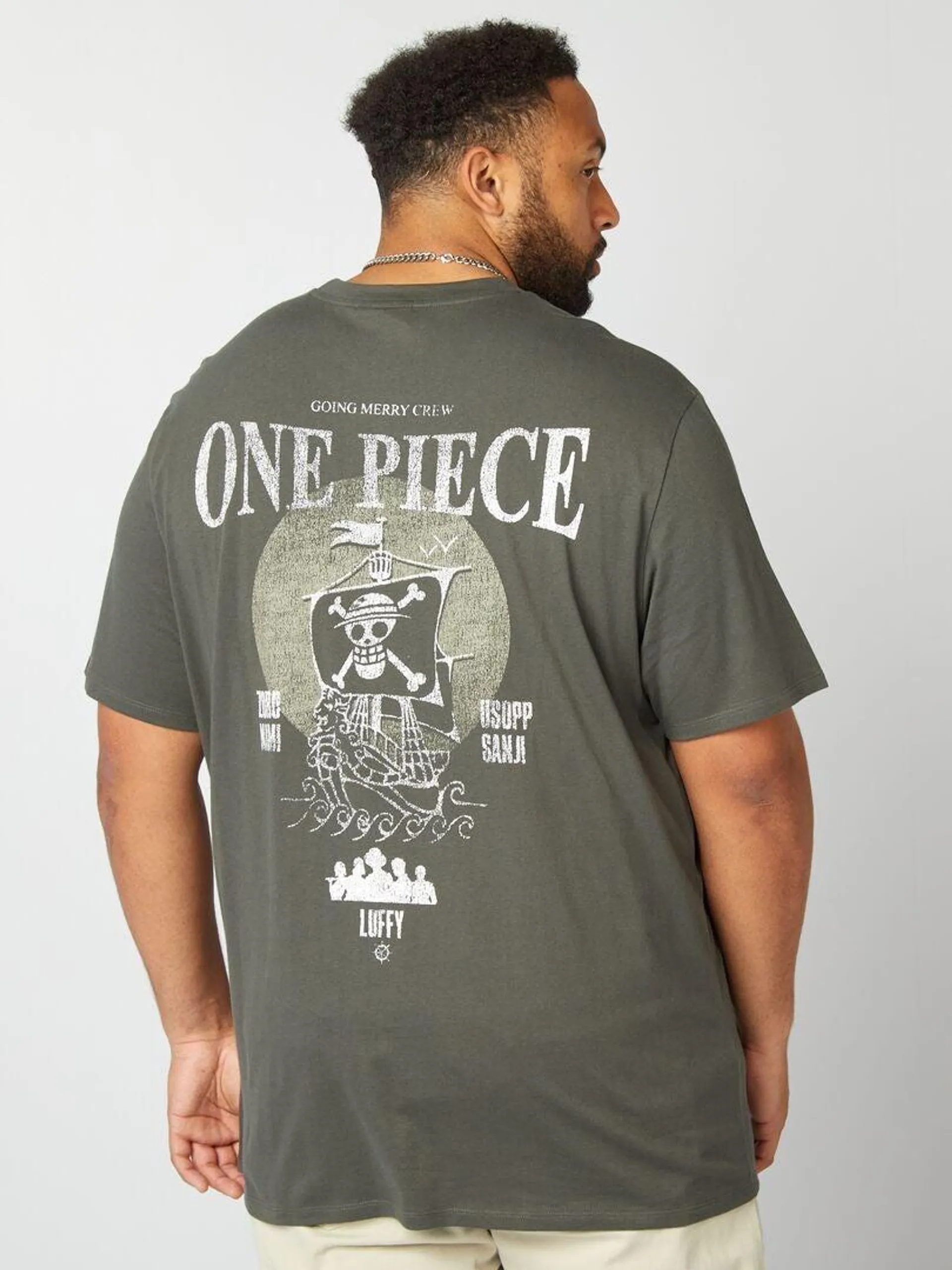 T-shirt 'One Piece' à col rond - Kaki