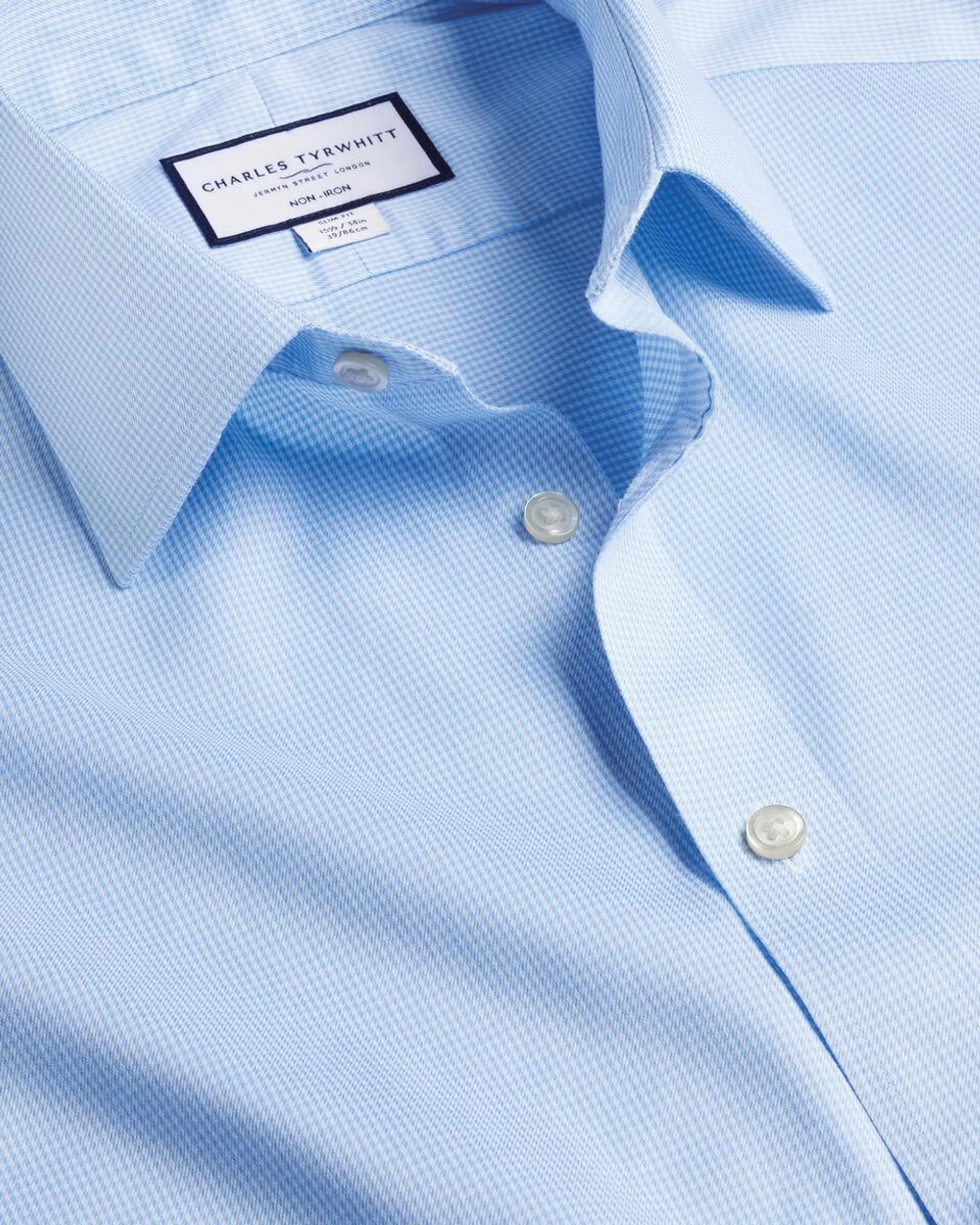 details about product: Non-Iron Puppytooth Shirt - Sky Blue