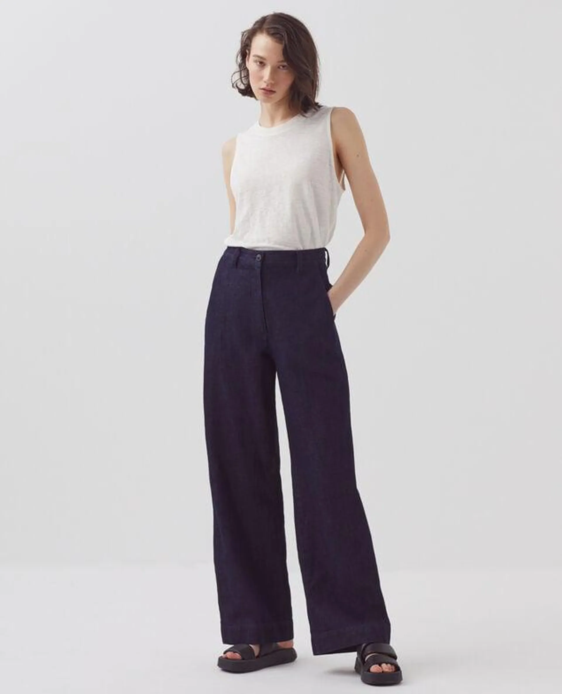 BLANDINE - Pantalon droit rinse