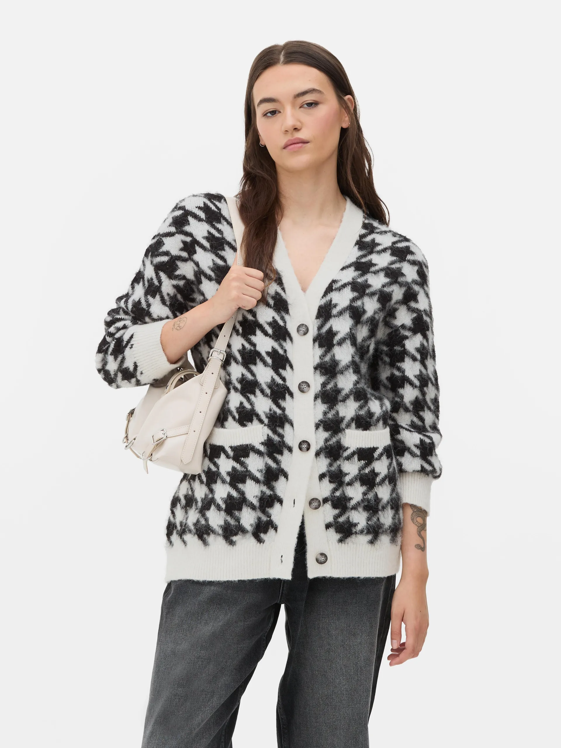 Gilet boyfriend pied-de-poule