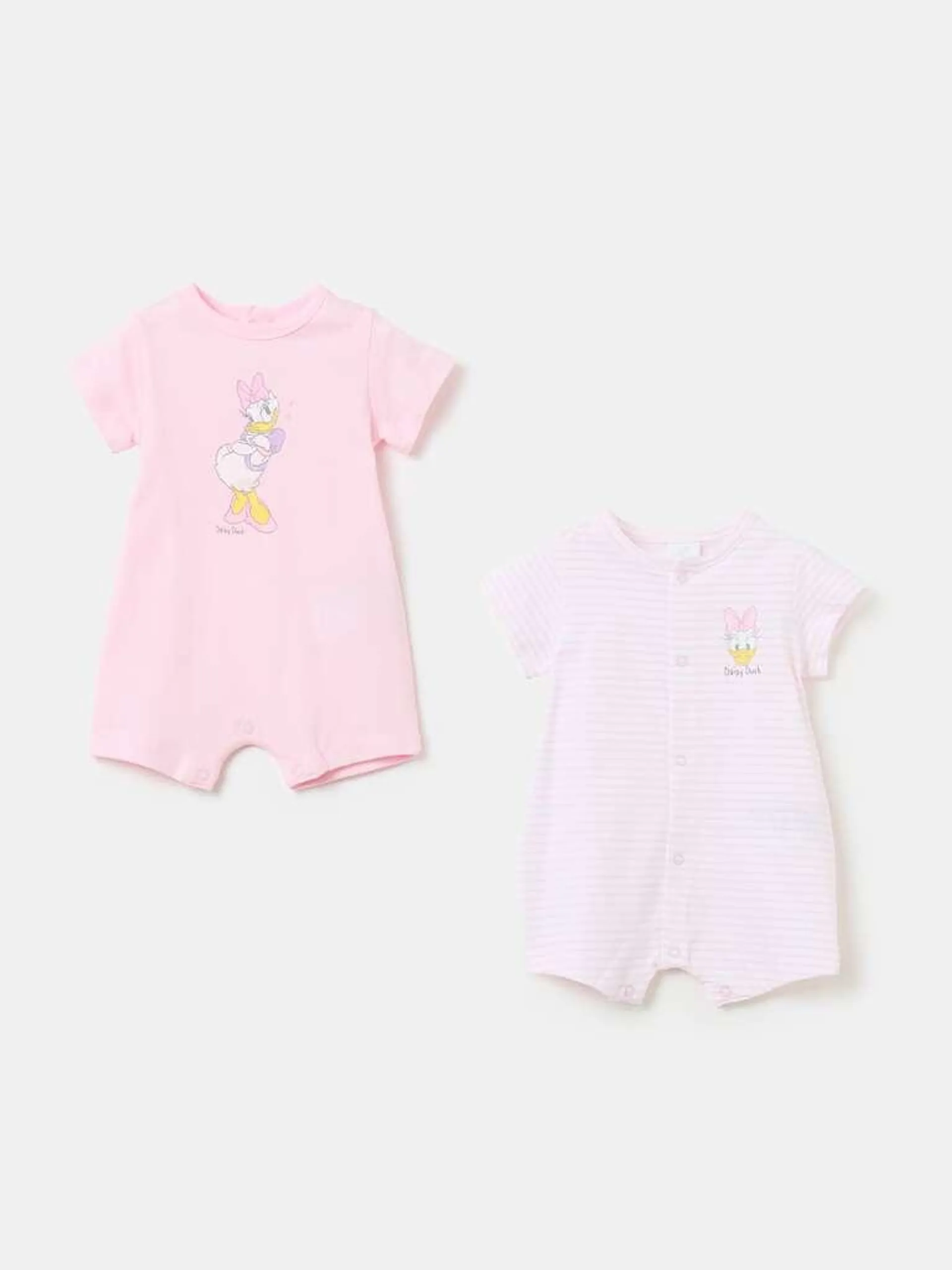 Two-pack Donald Duck 90 romper suits in organic cotton Blanc/rose