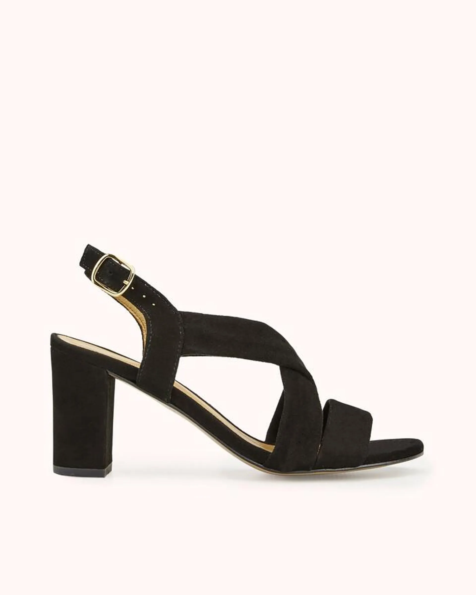 SANDALE A TALON VUKO en cuir velours noir