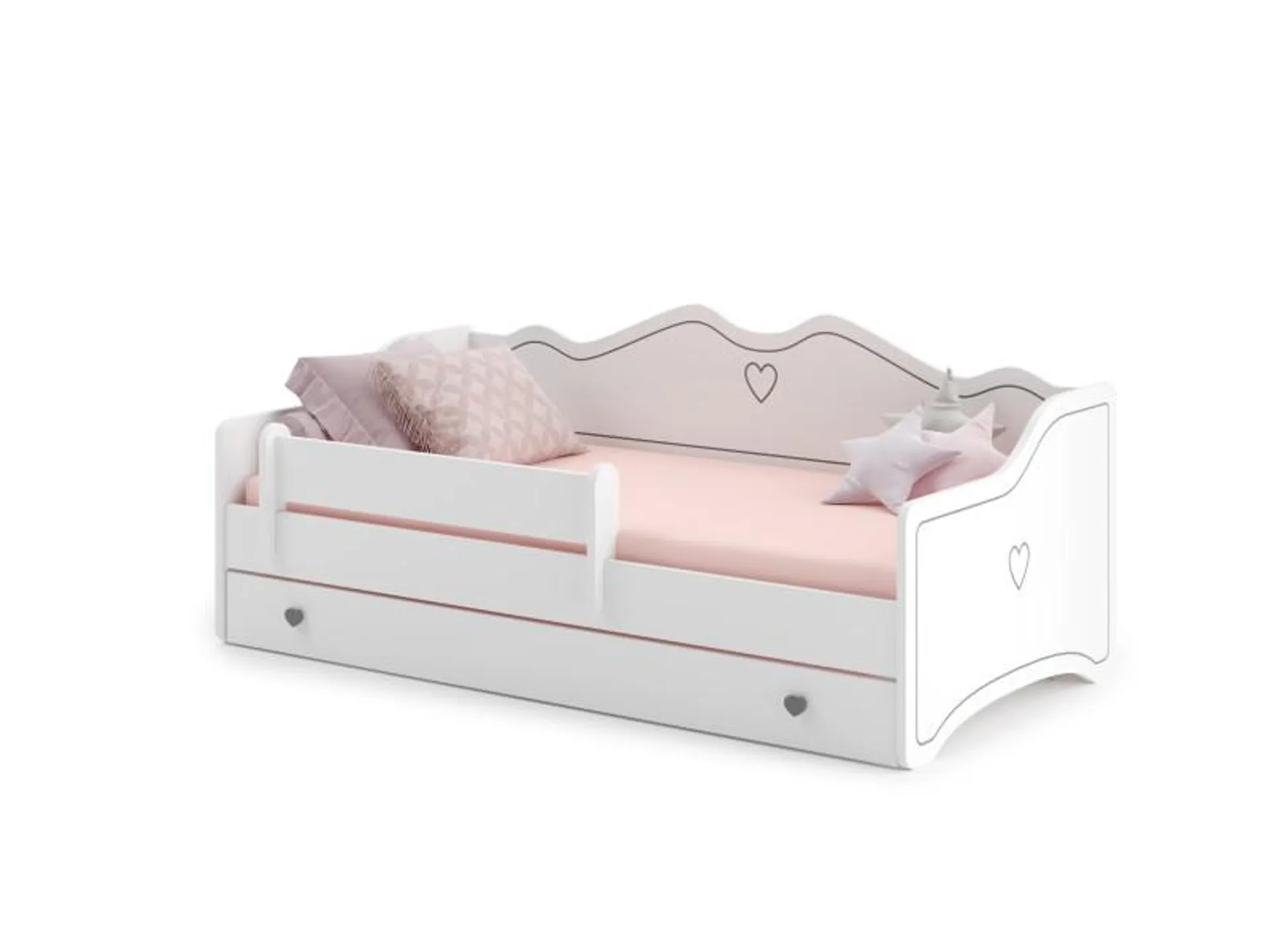 Lit enfant EMMA + tiroir + matelas + sommier 160 x 80 - blanc