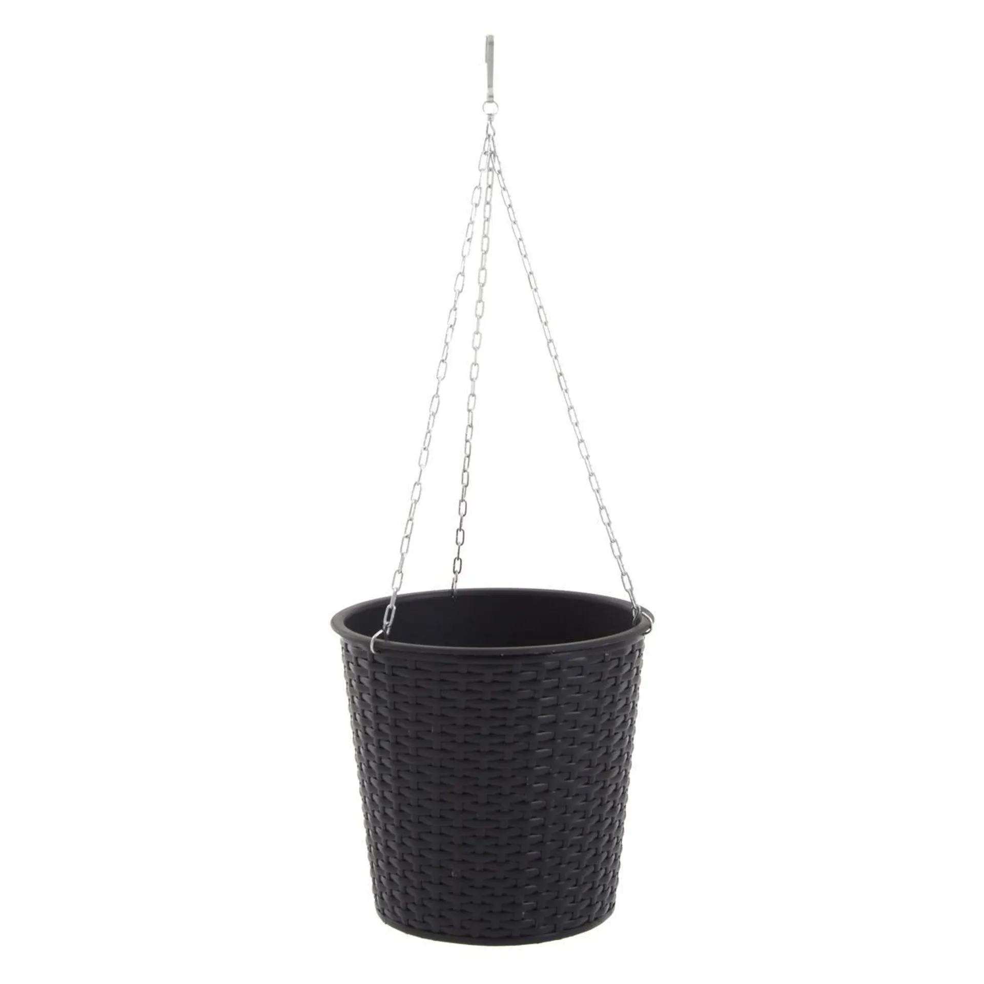 Pot à suspendre en rotin tressé et acier - Diamètre 26,5 x H 24 cm - Noir