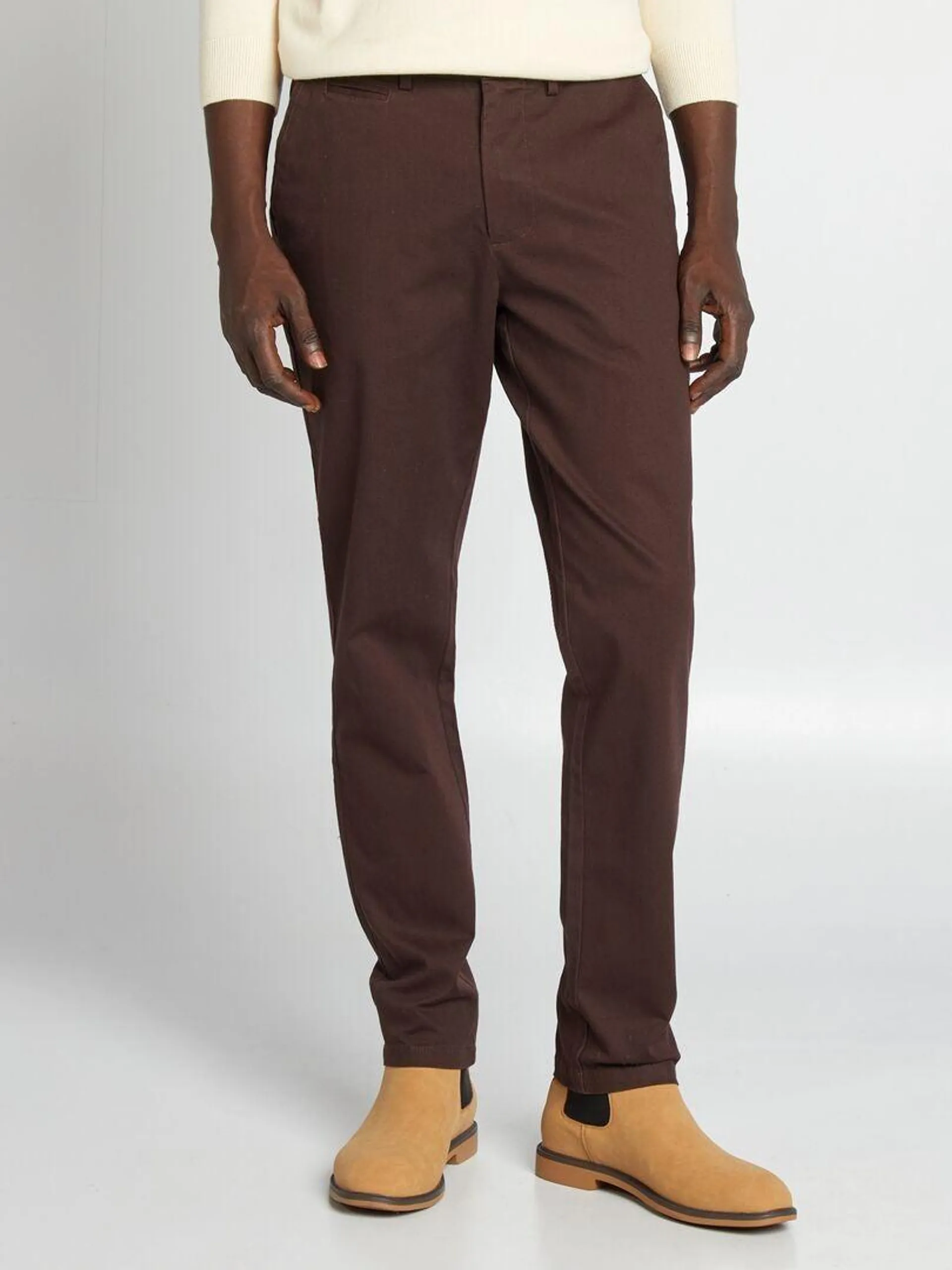 Chino en twill coupe slim - Marron