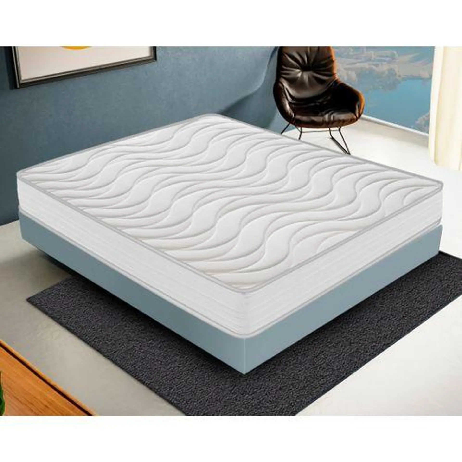 ILOVESLEEP Matelas Mousse 140x190 cm CLEOLUX - Epaisseur 20 Cm - Réversible - Côté Été/hiver