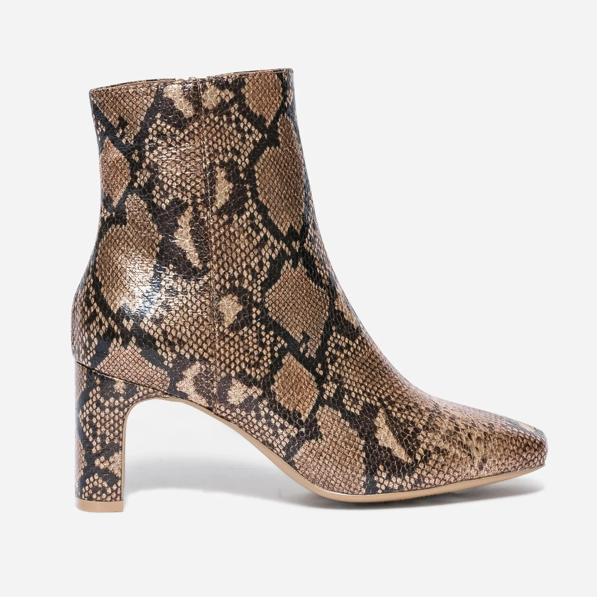 Boots TEXTO camel effet python irisé