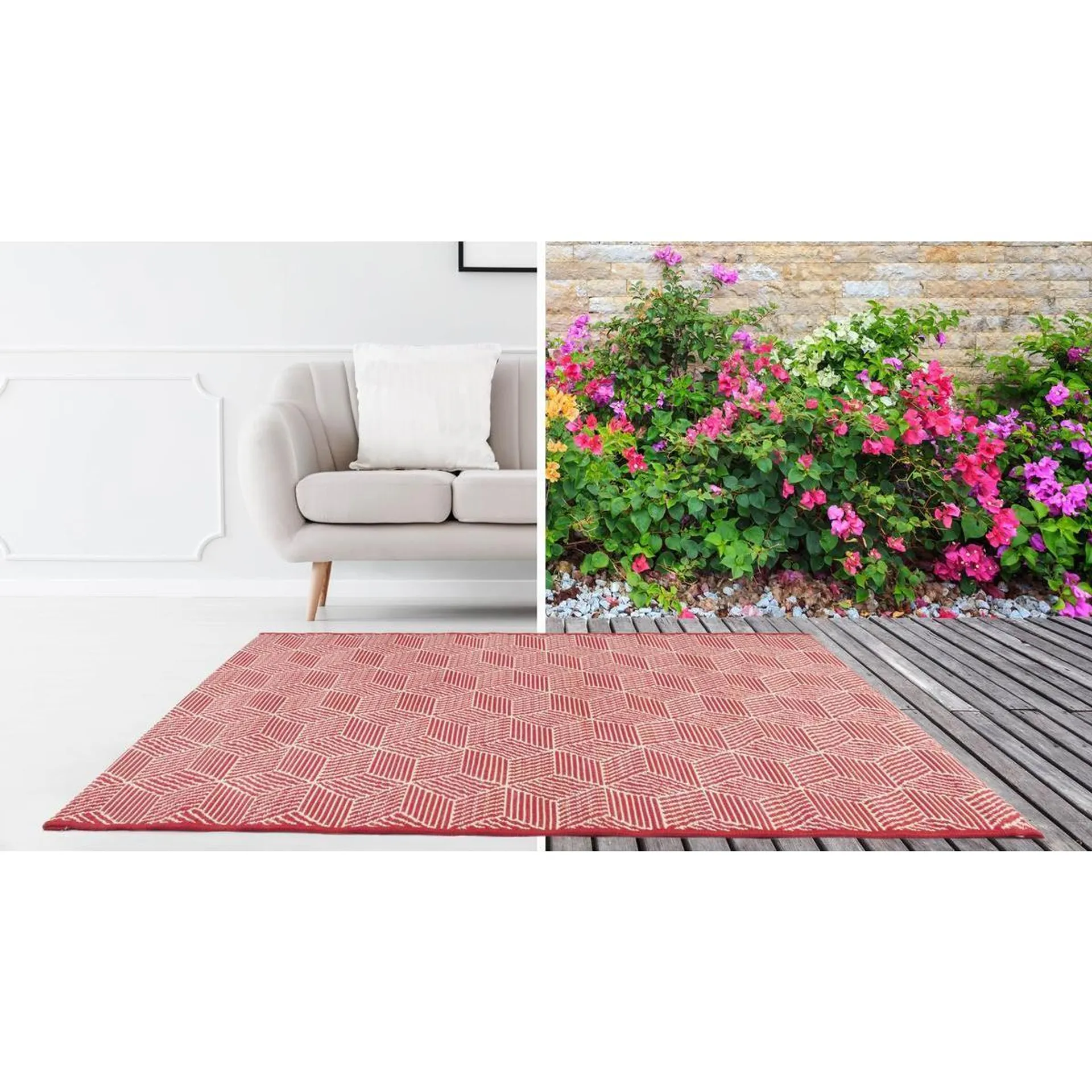 Tapis d'extérieur - L 200 x l 150 cm - Différents modèles - Rouge