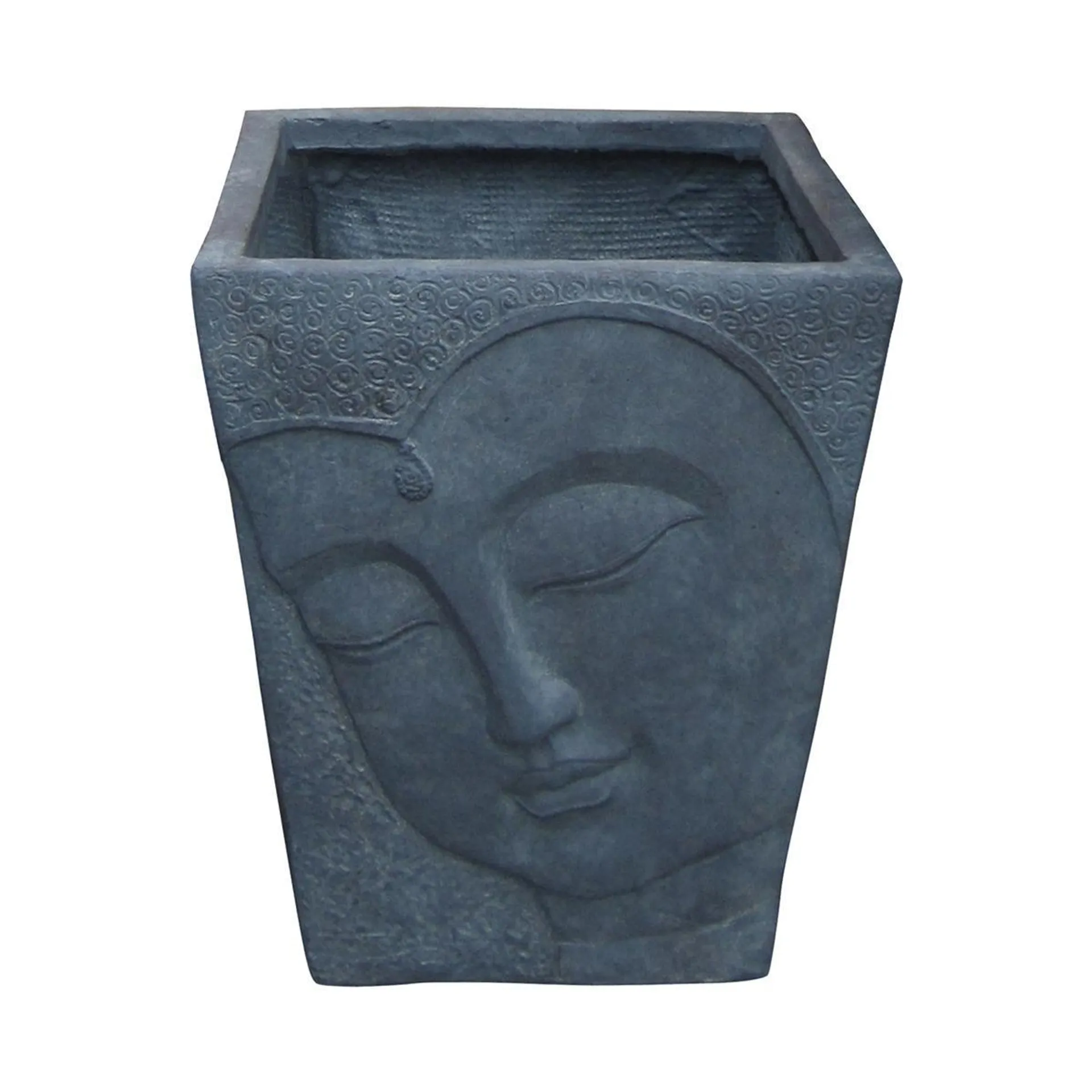 Cache-pot en forme de tête de Bouddha -41 x 41 x H 52 cm - gris