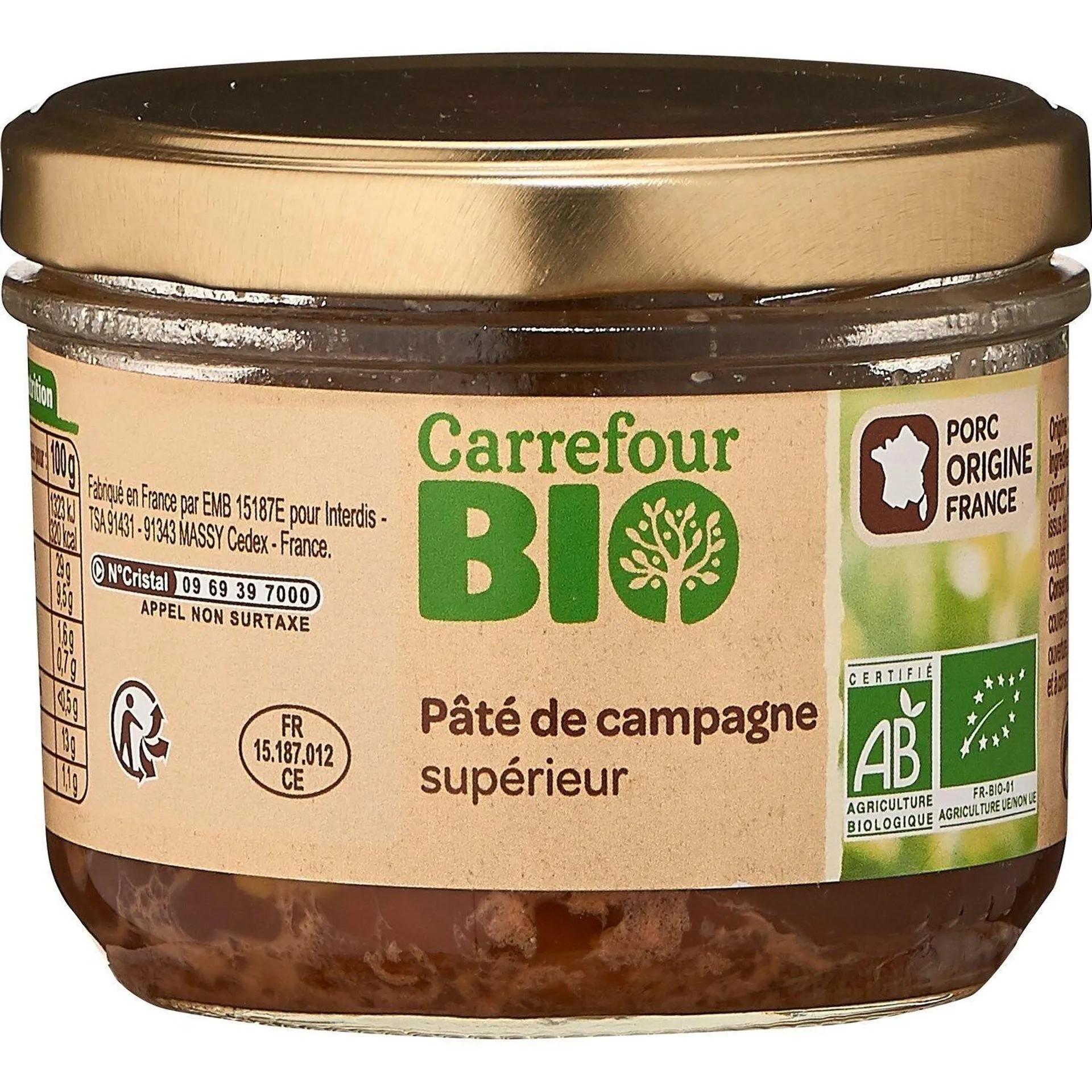 Pâté de campagne supérieur Bio CARREFOUR BIO