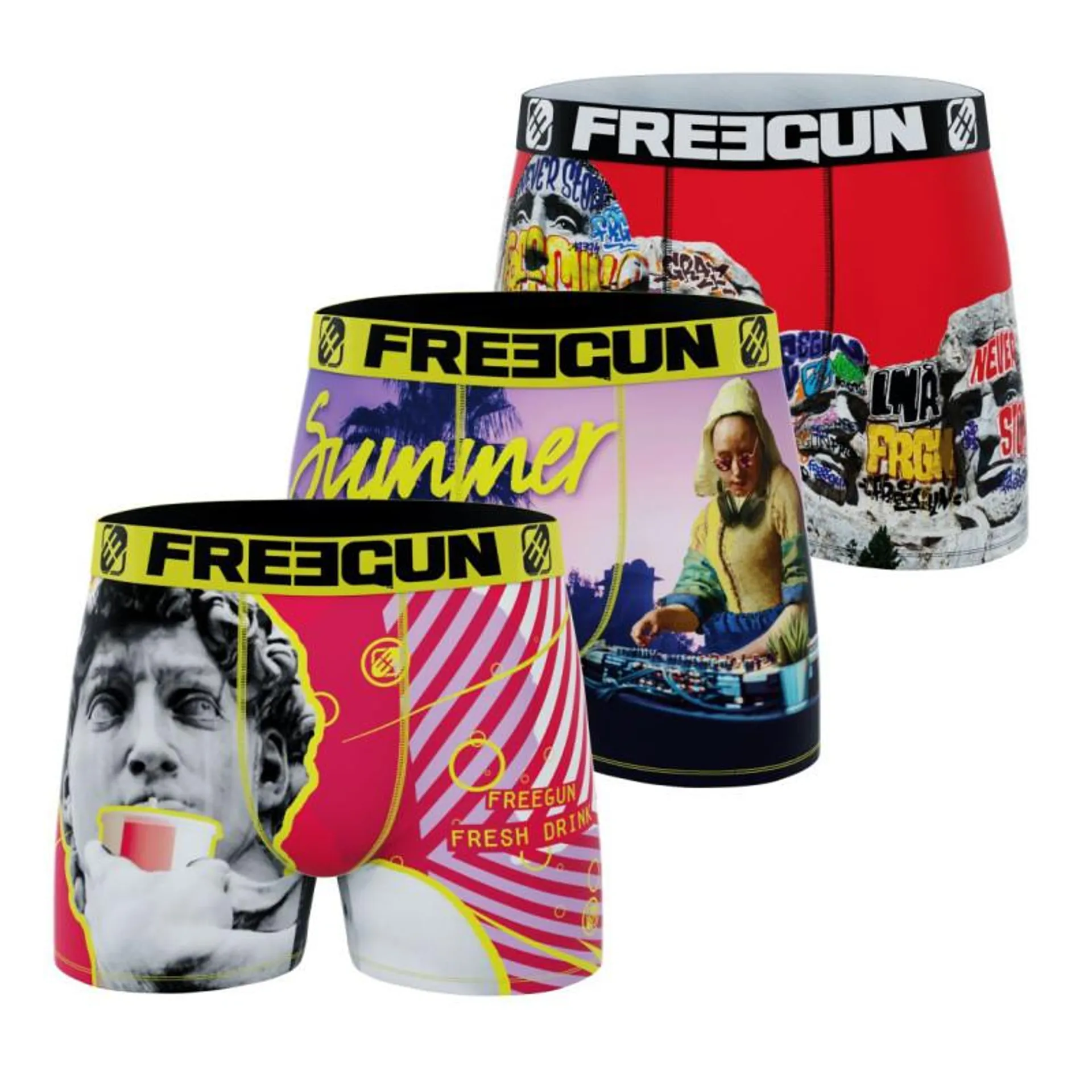 Lot de 3 boxers Freegun homme Summer Art