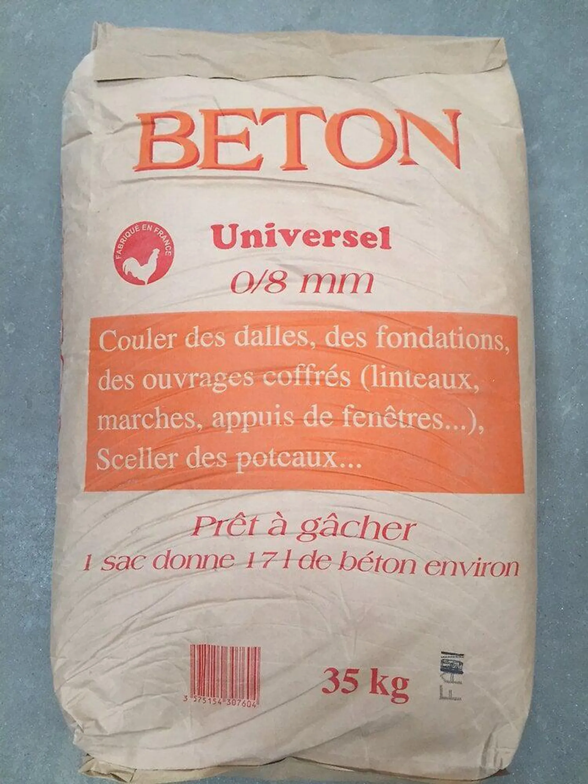 Béton prêt à gacher 35kg.