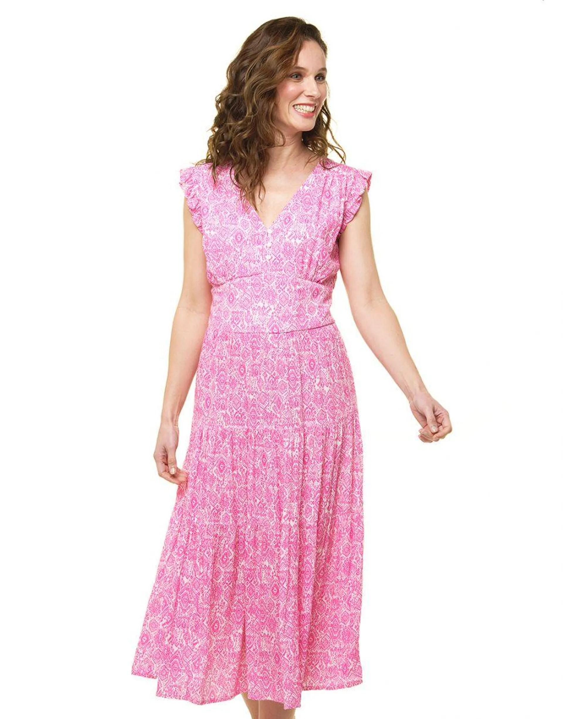 Robe longue rose