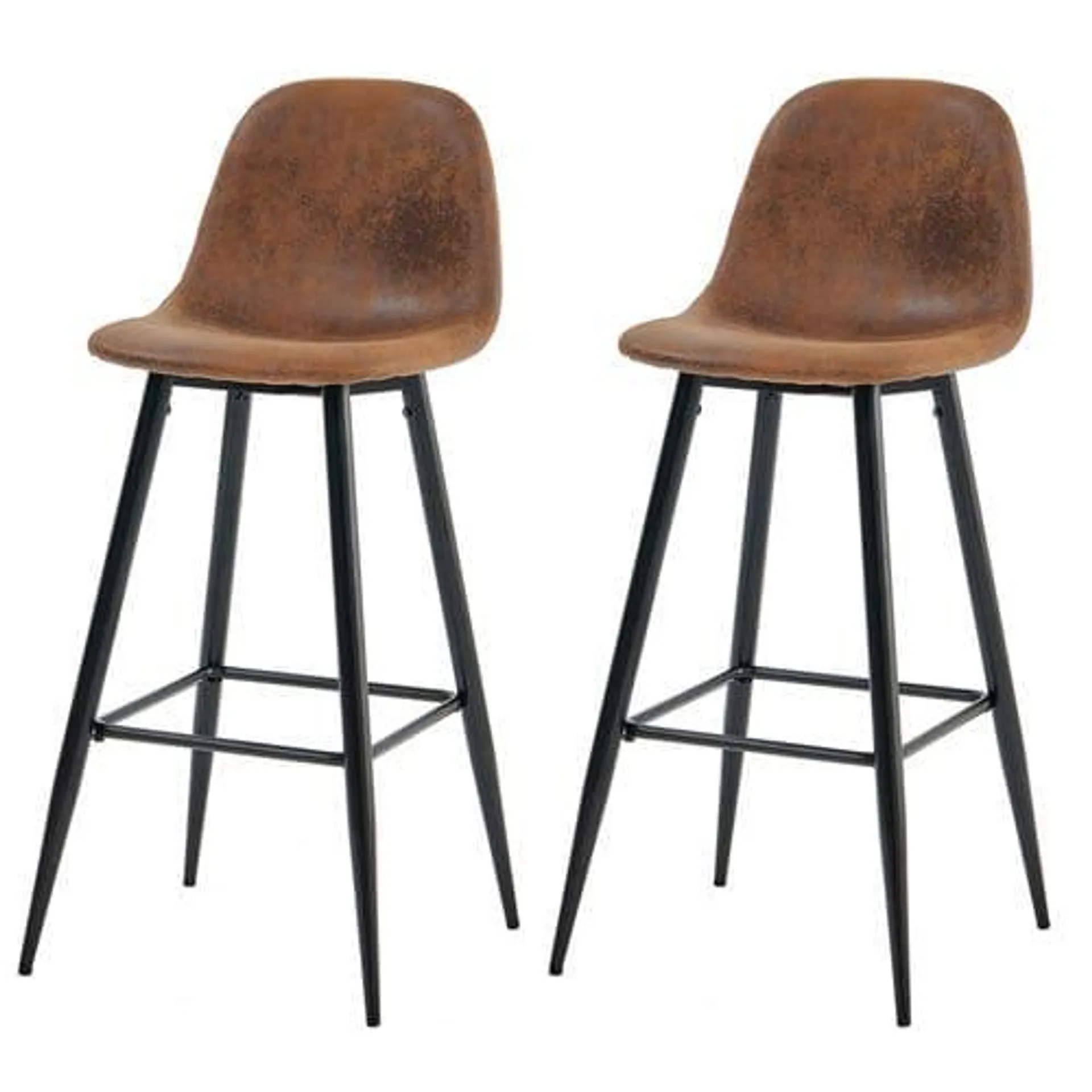 MEUBLES COSY Tabouret De Bar Recouvert De Daim Avec Structure En Métal Noir (Lot De 2)