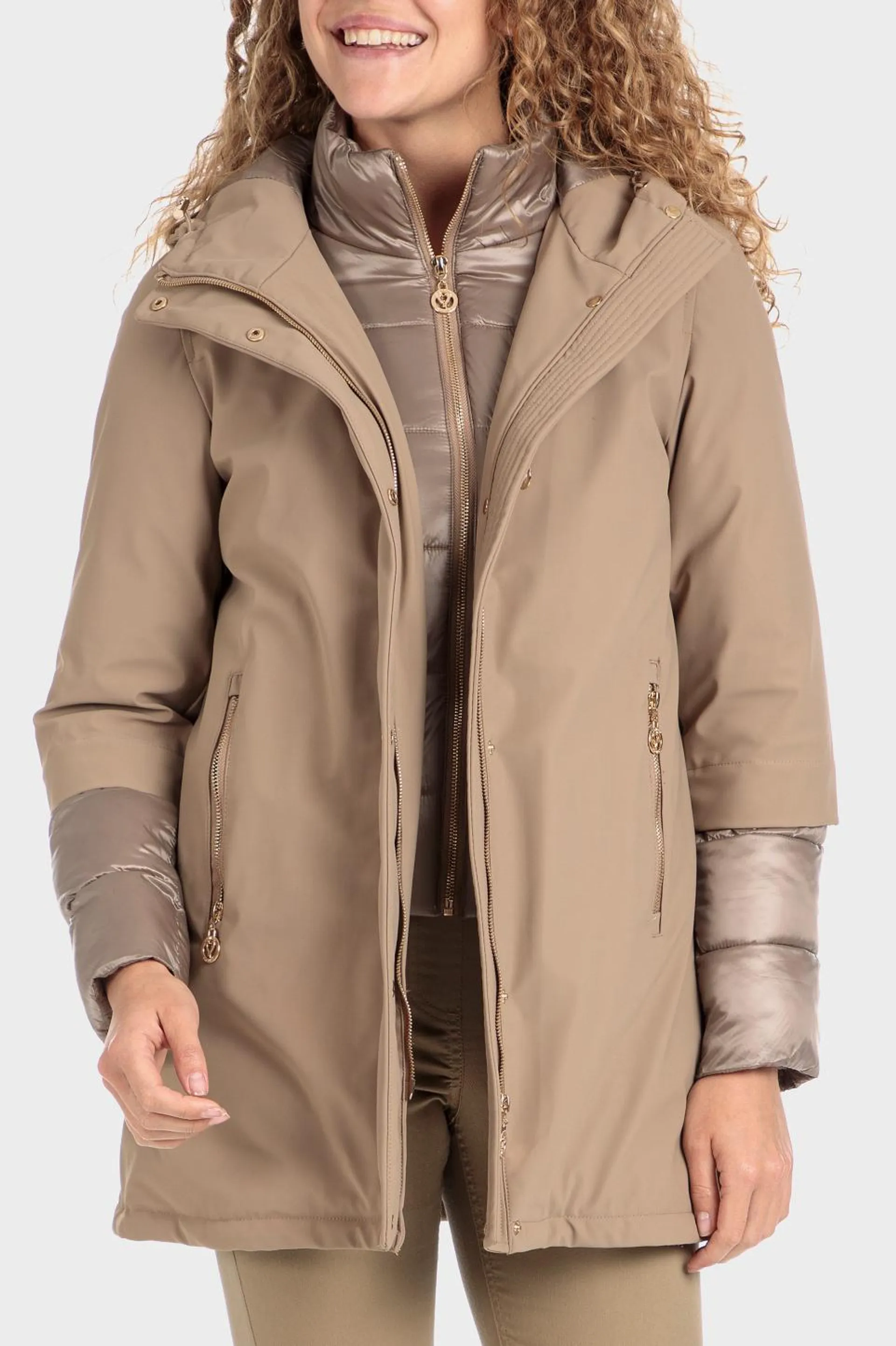 Parka beige capuche