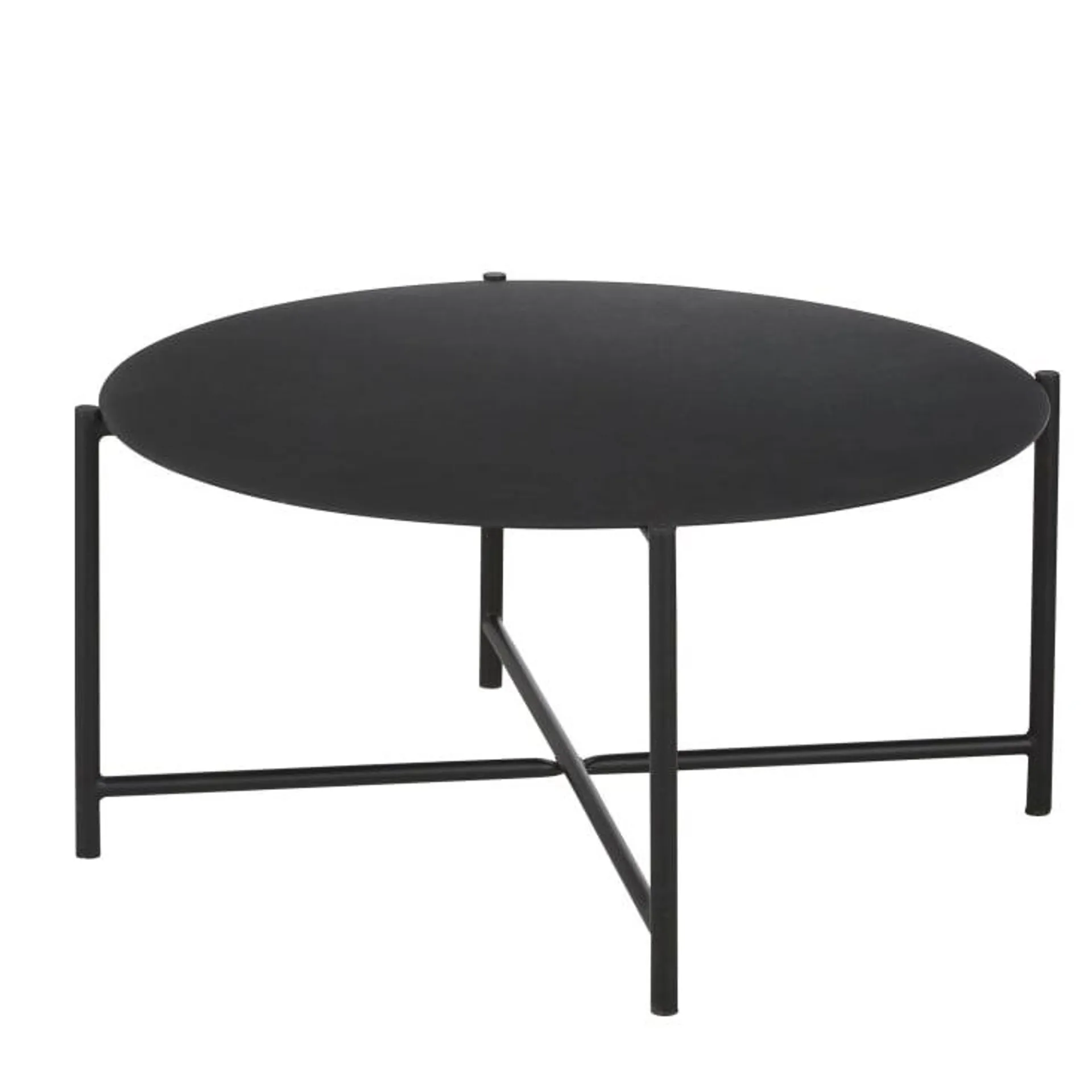 Mesa baja redonda de exterior de acero negro D. 74