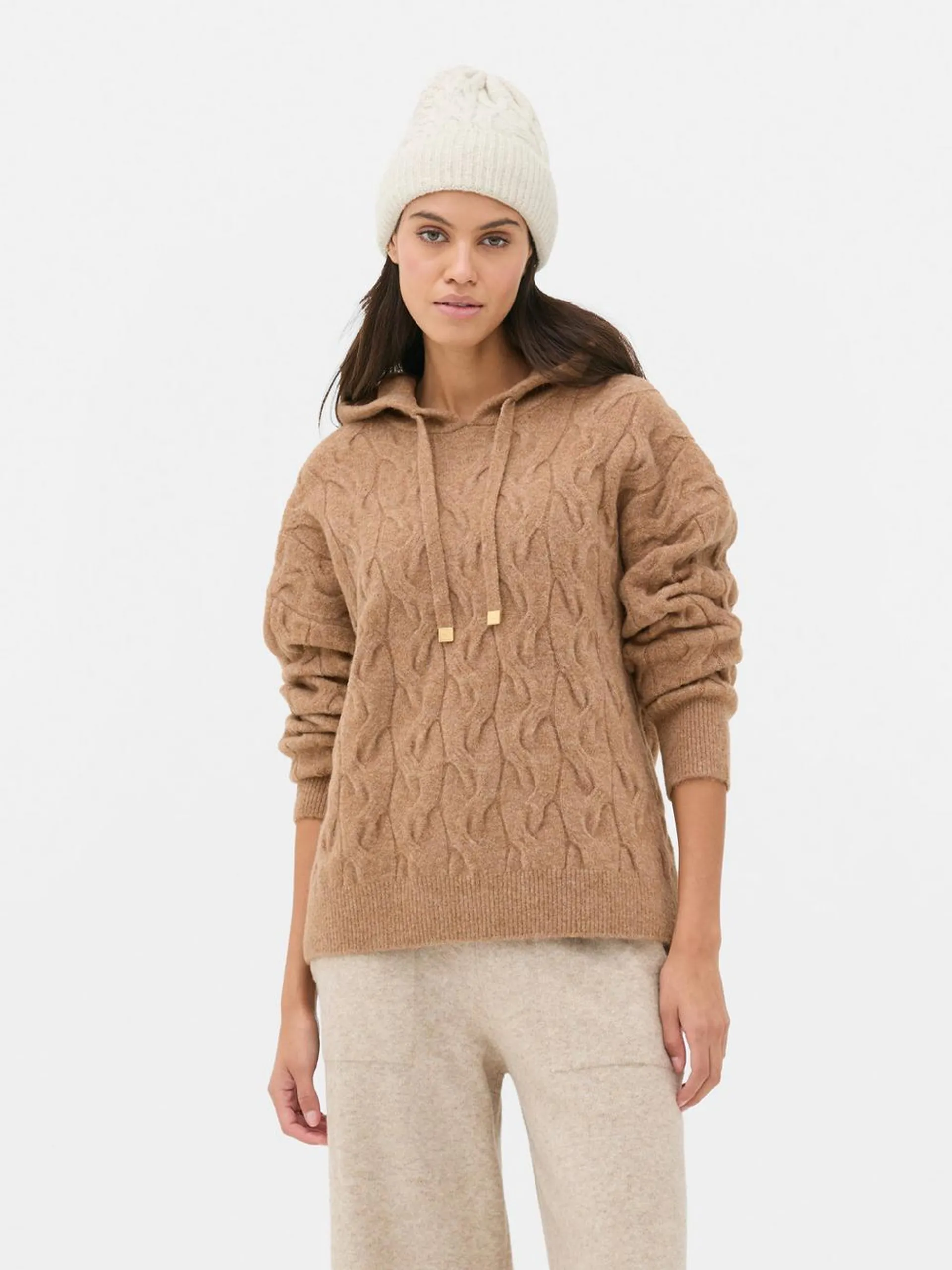 Sweat à capuche en maille torsadée