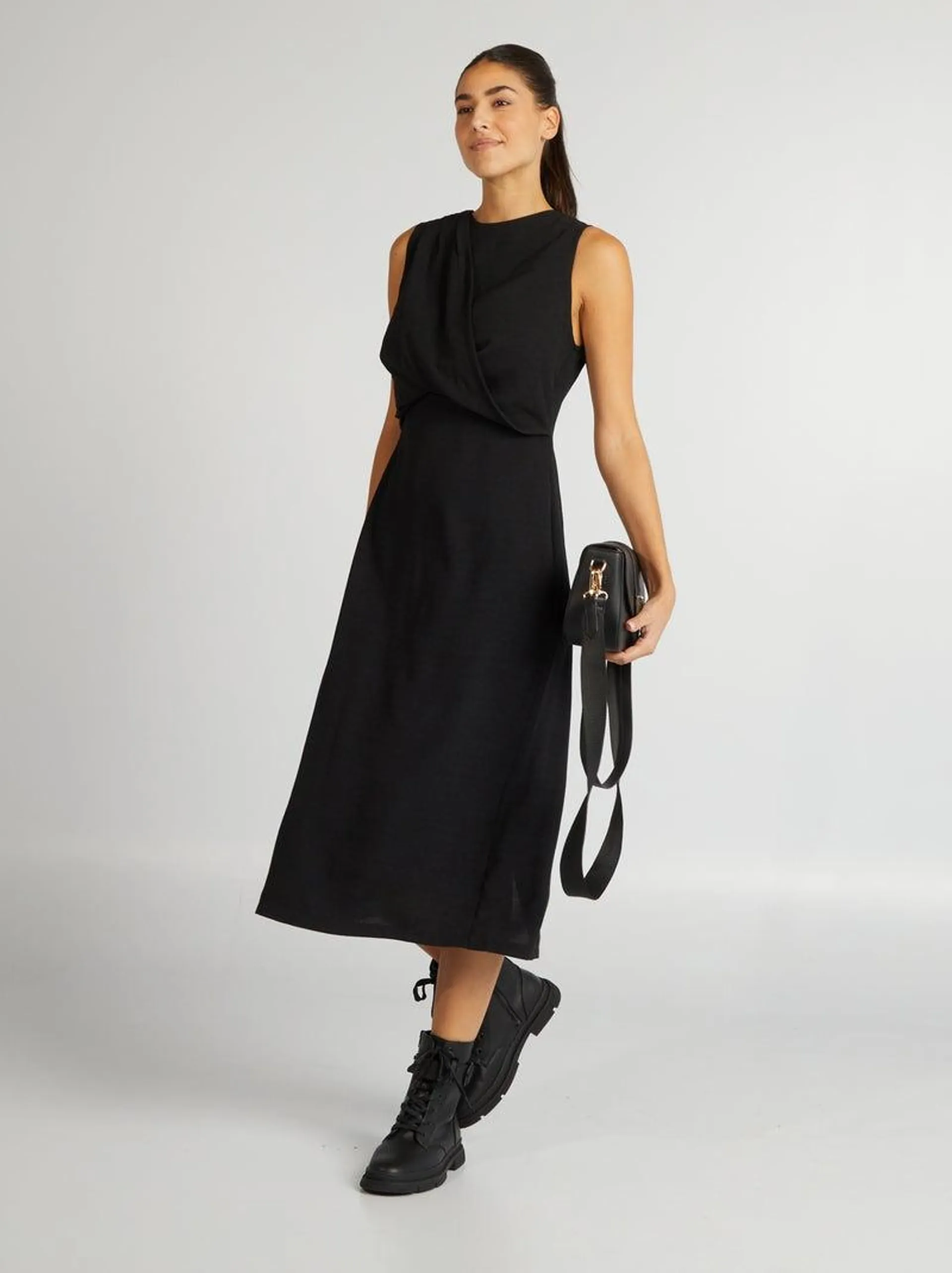 Robe midi sans manches - noir