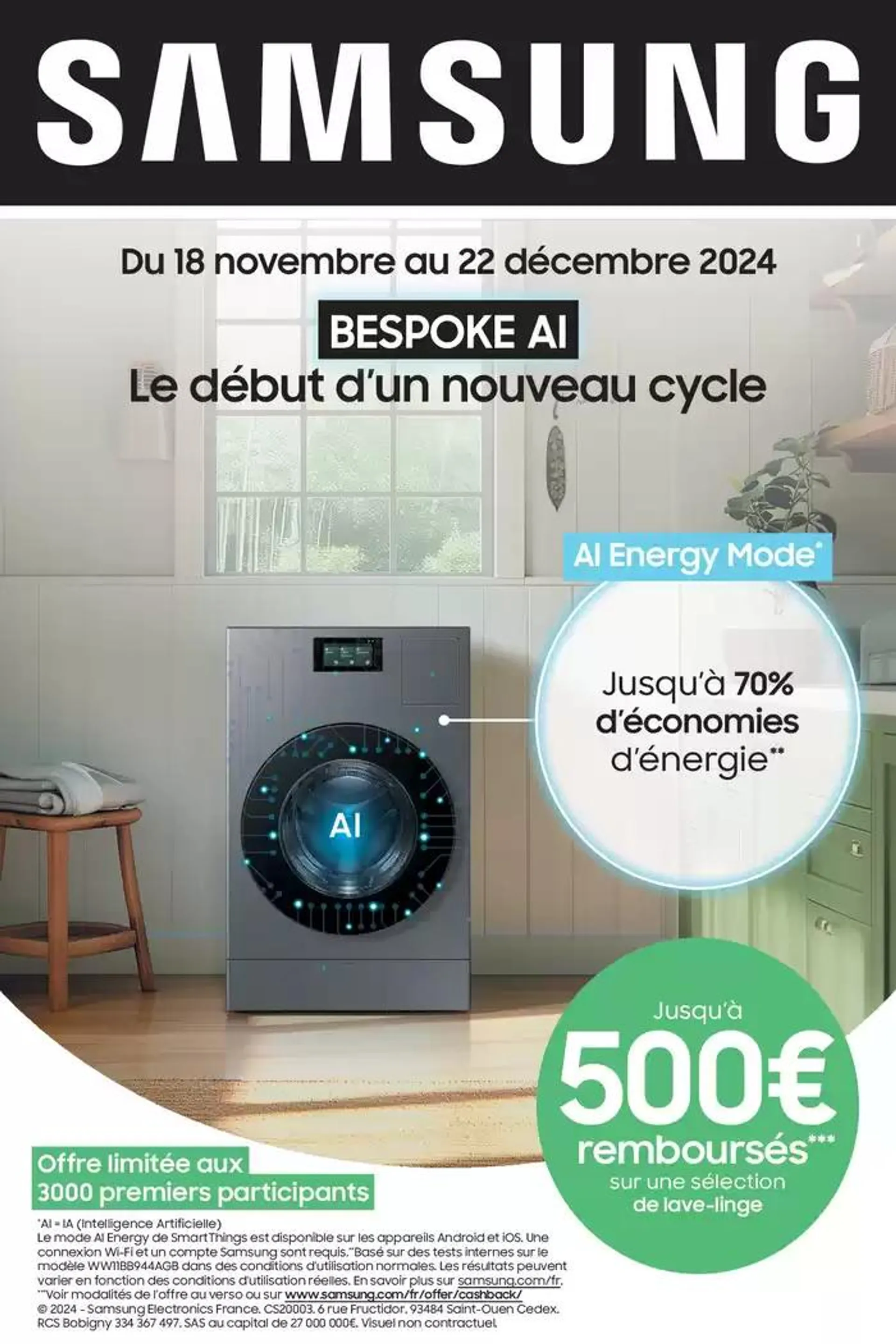 Samsung Jusquà 500€ remboursés de lave-linge - 1