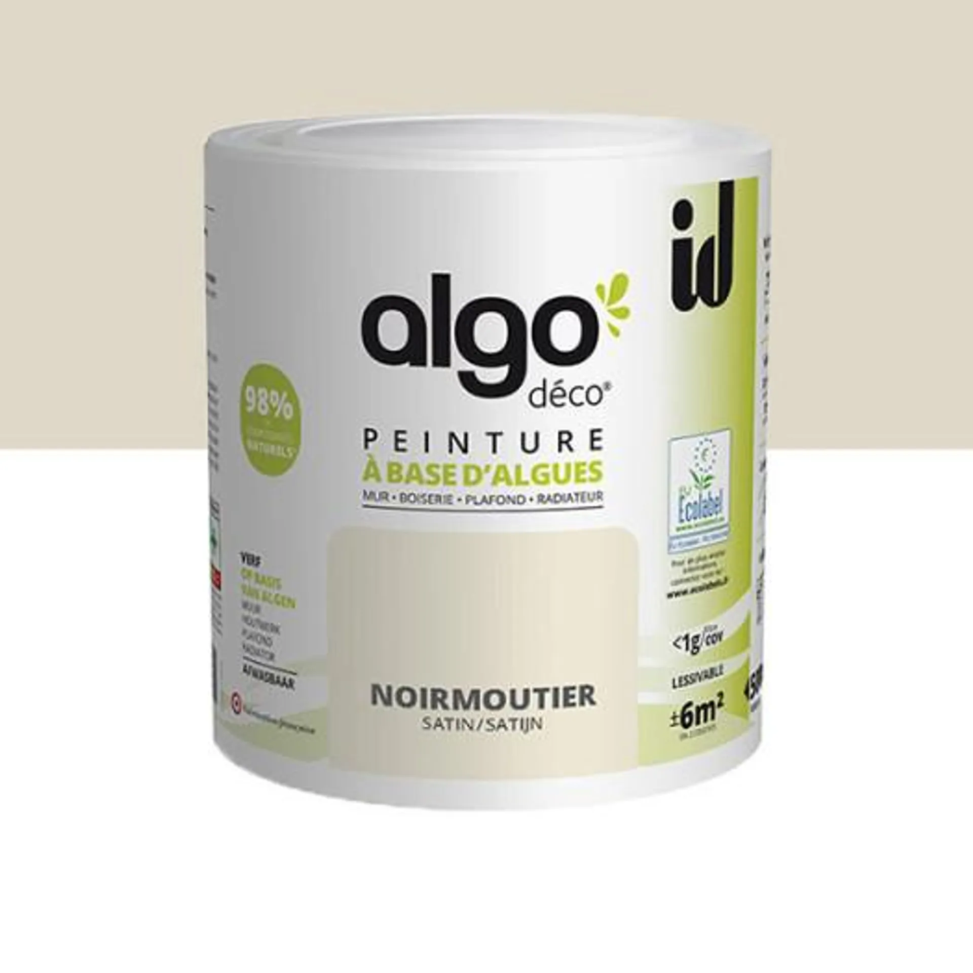 Peinture Algo bio sourcée multi-supports murs, plafonds et boiseries beige satin 0,5L