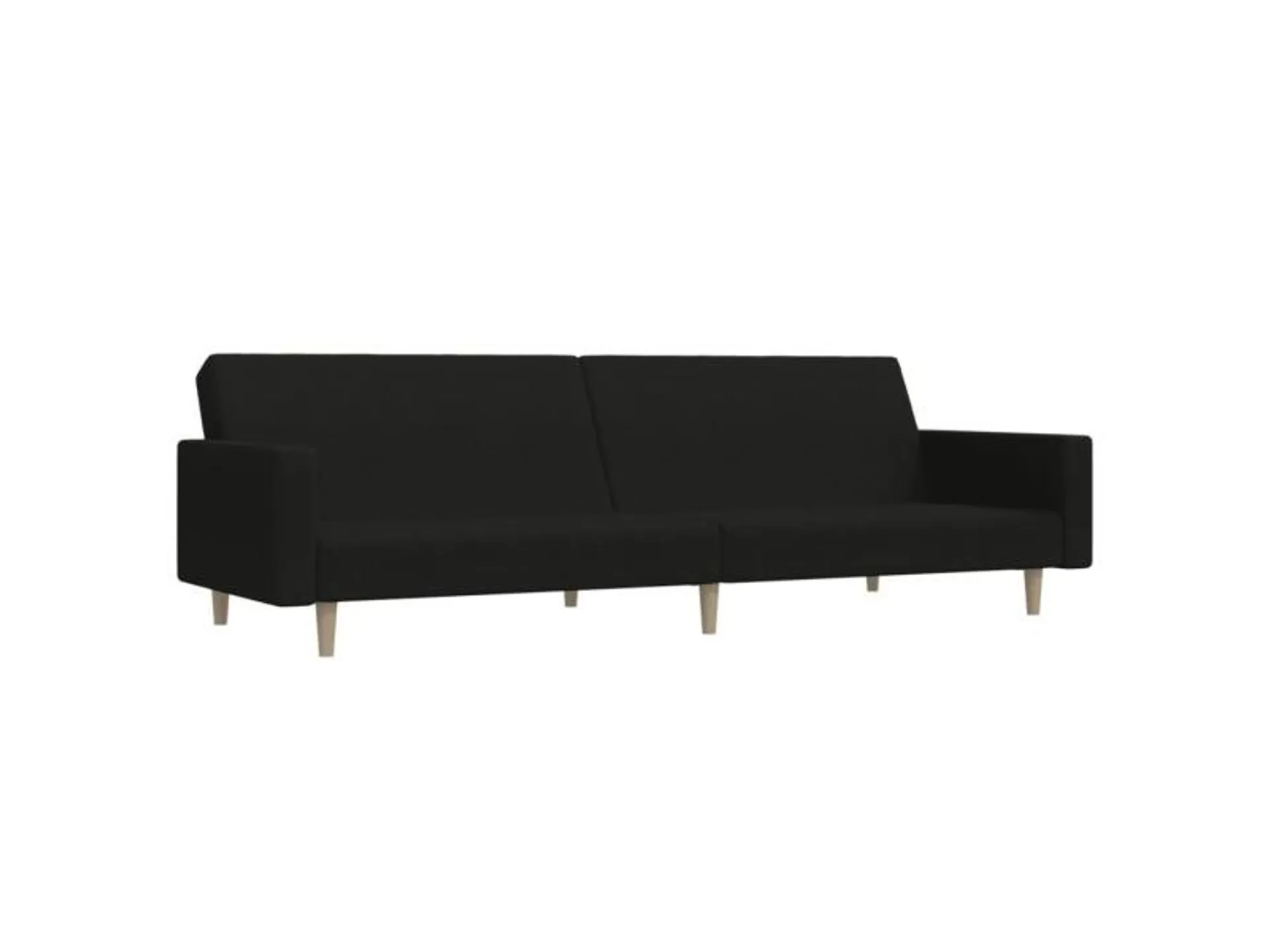 Canape droit convertible 2 pl Tissu noir largeur 220 cm