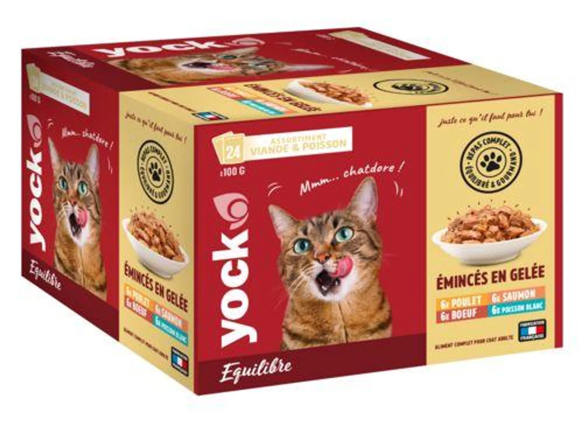 Émincés en gelée au Saumon, Poisson Blanc, Poulet et Boeuf pour chat