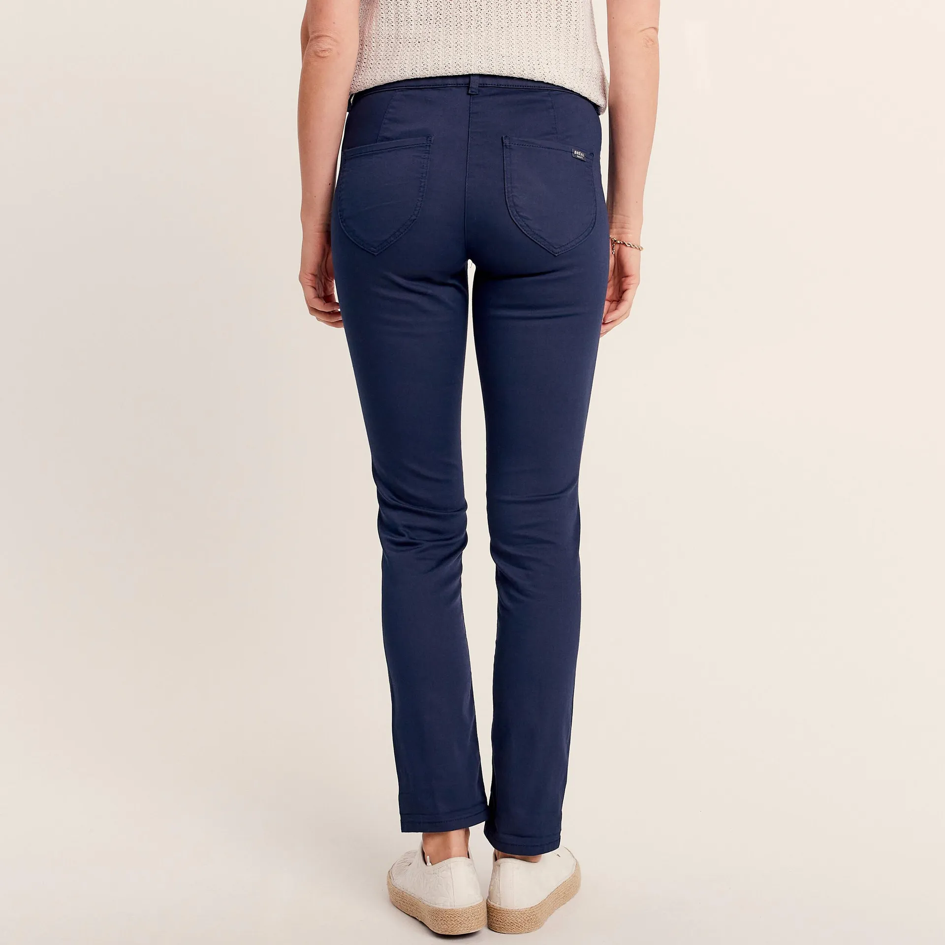 Pantalon ajusté 7/8ème à pont bleu marine femme