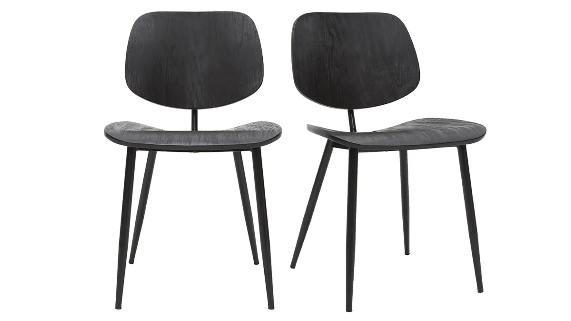 Chaises design noire en bois noir et métal (lot de 2) TOBIAS