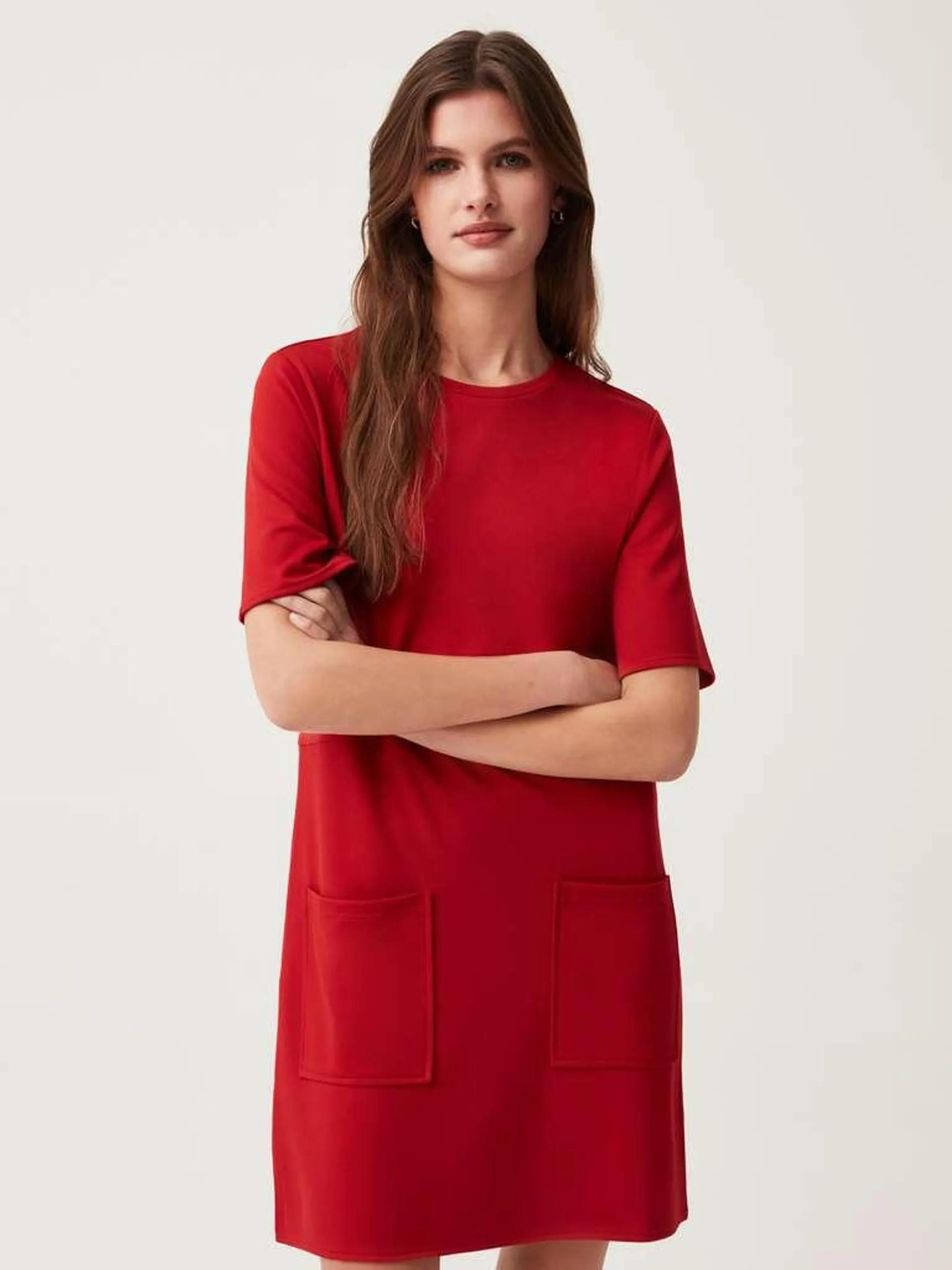 Short dress with pockets Rouge géranium