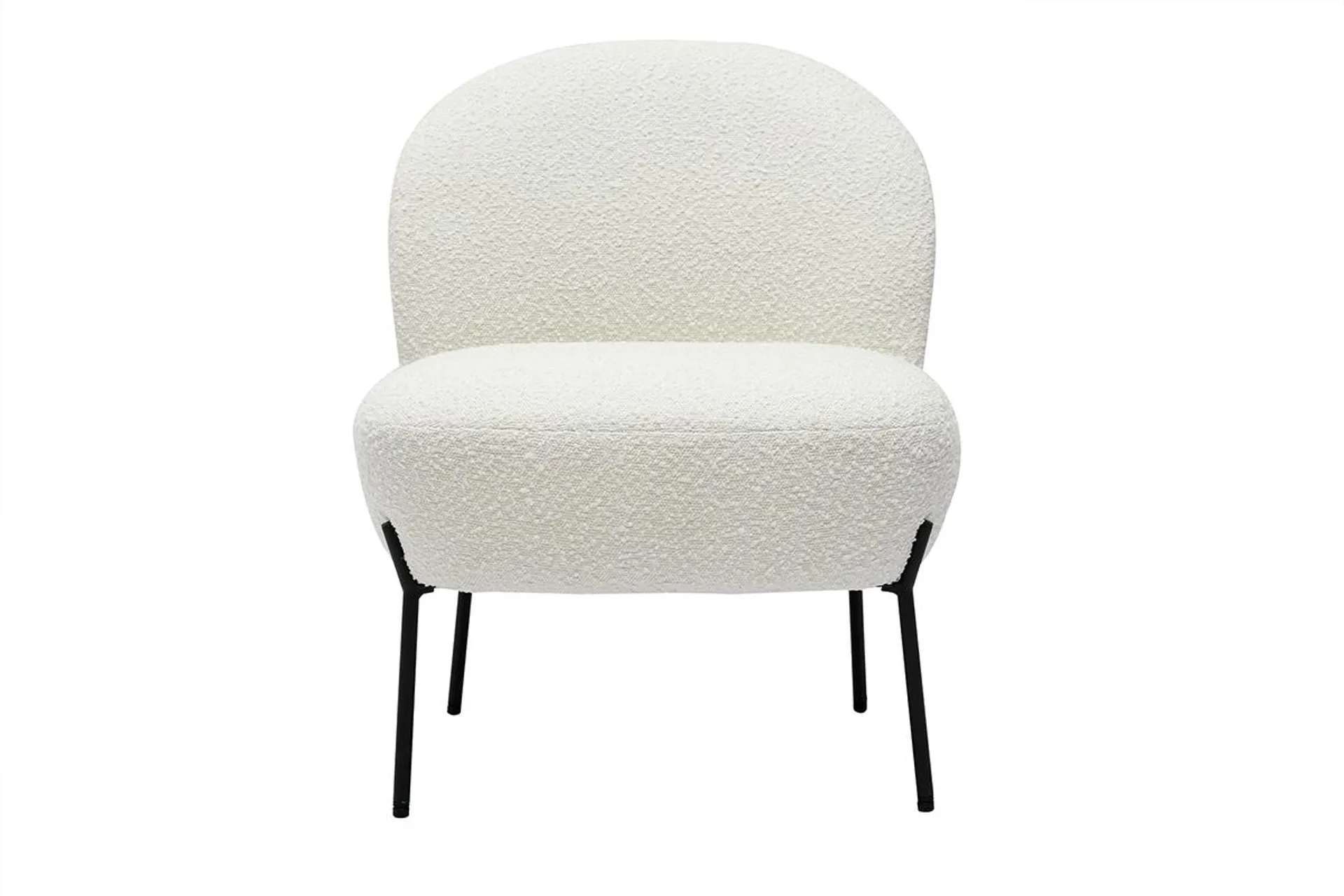 Fauteuil en tissu effet laine bouclée blanc et métal noir BELEY