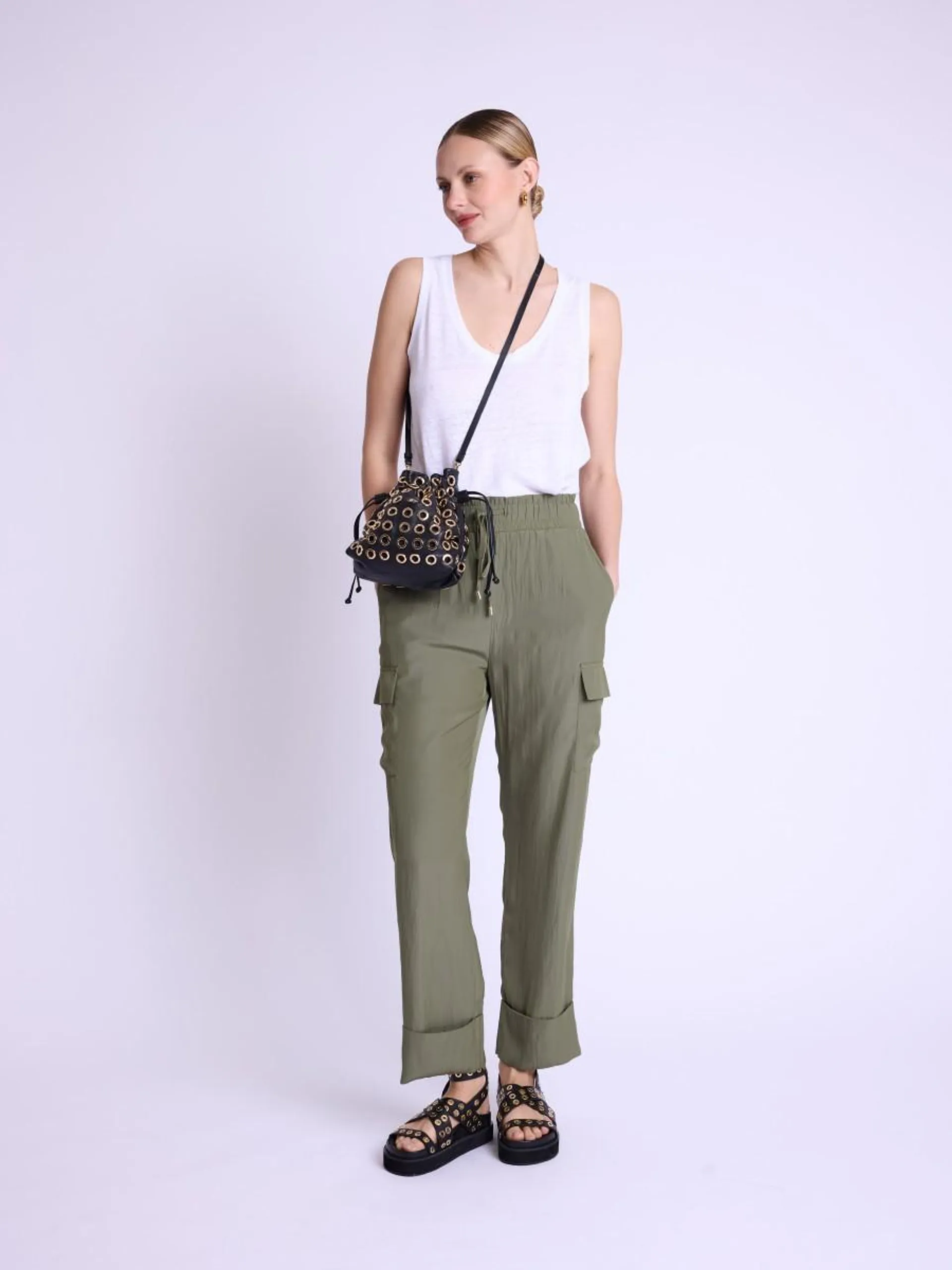 PRISKA | Pantalon cargo khaki