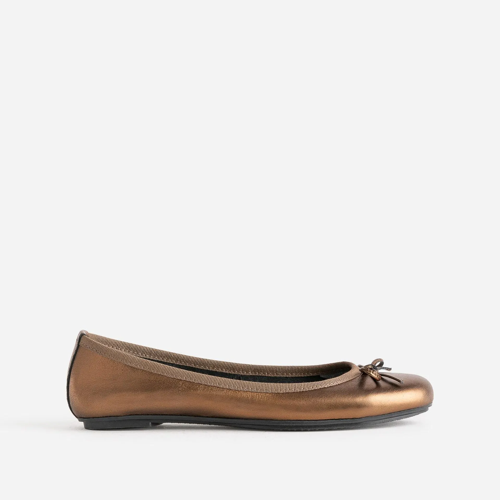 Ballerine bronze en cuir à petit nœud