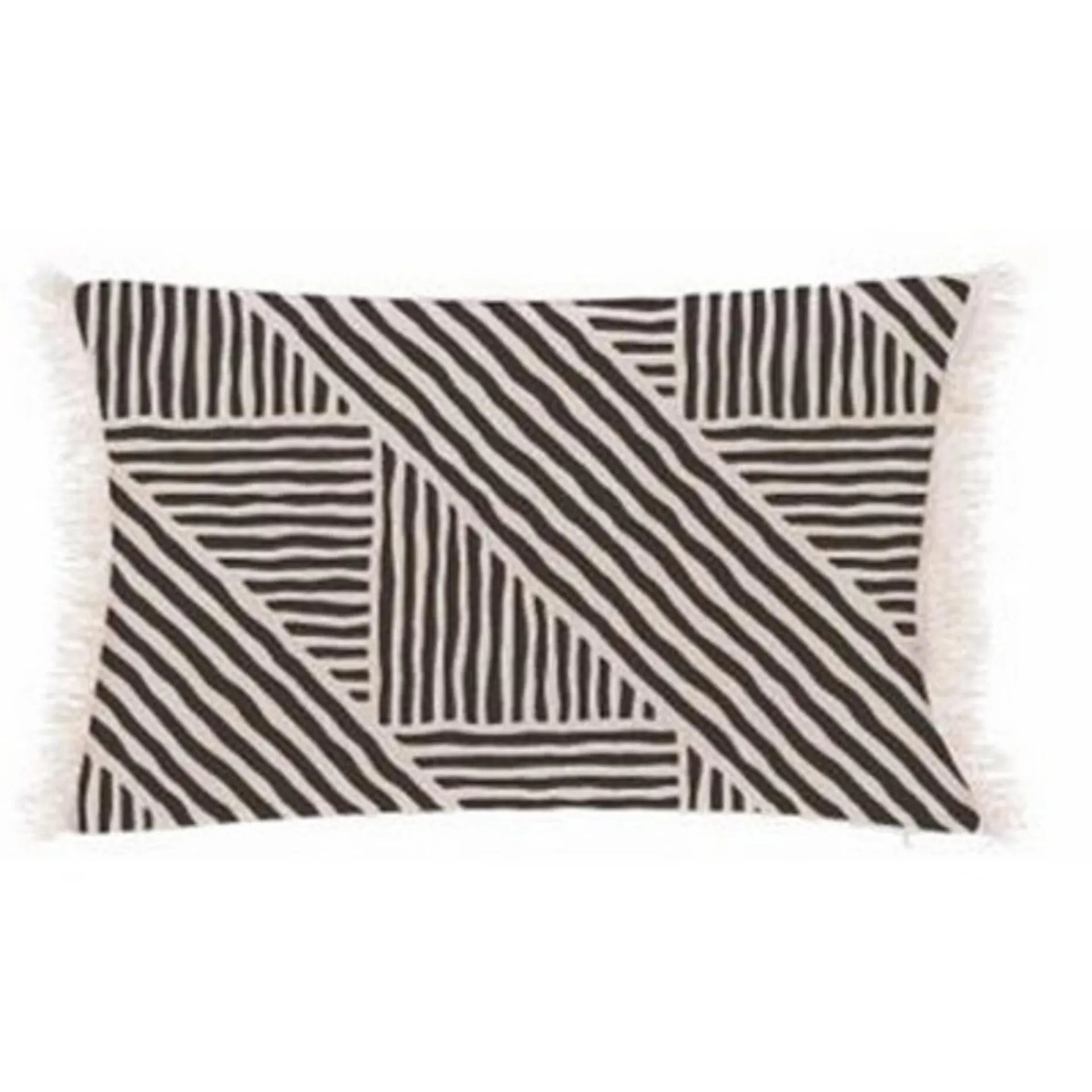 Coussin rayé - 30 x L 50 cm - Noir - K.KOON