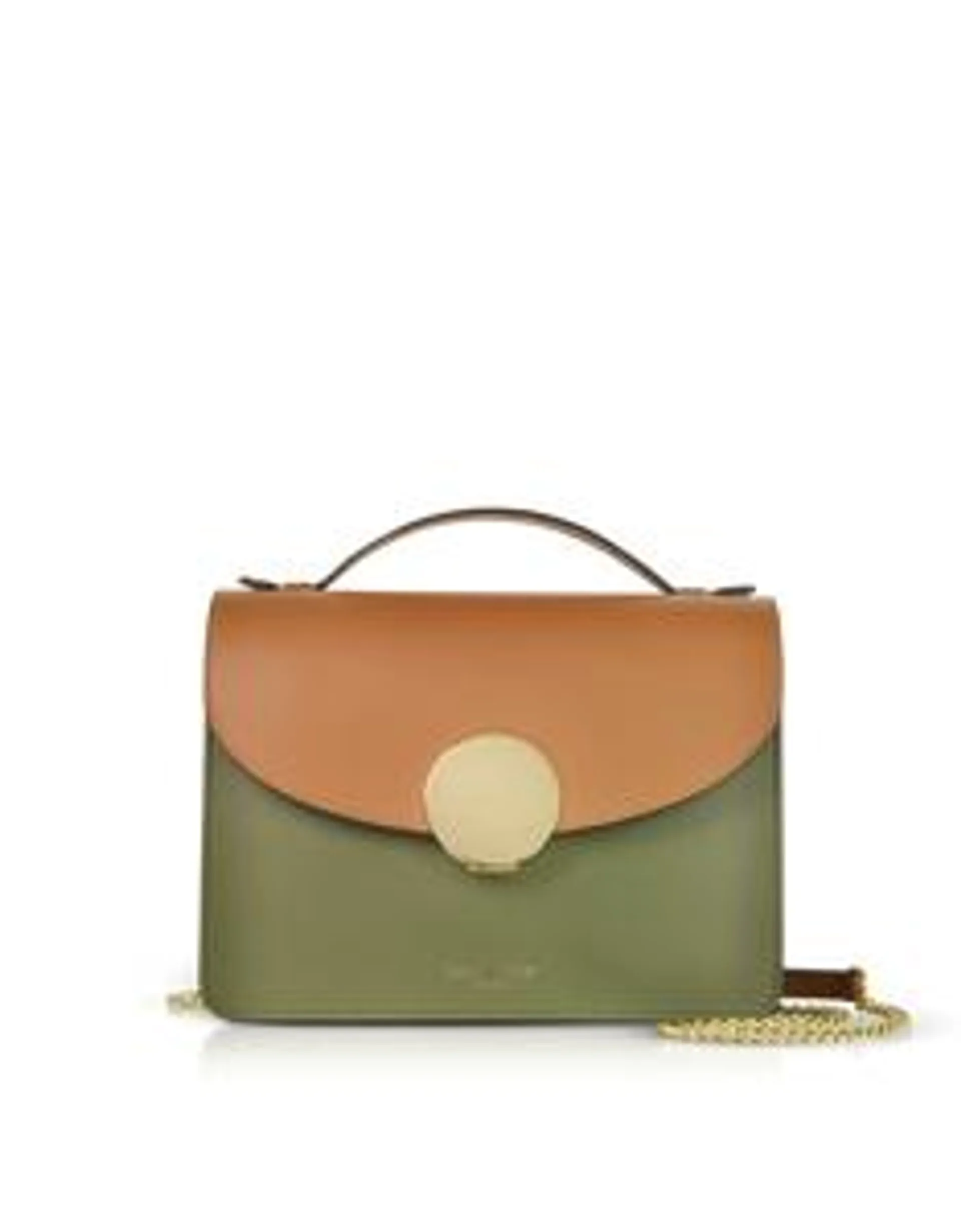 LE PARMENTIER - New Ondina Color Block Flap Top Leather Satchel Bag