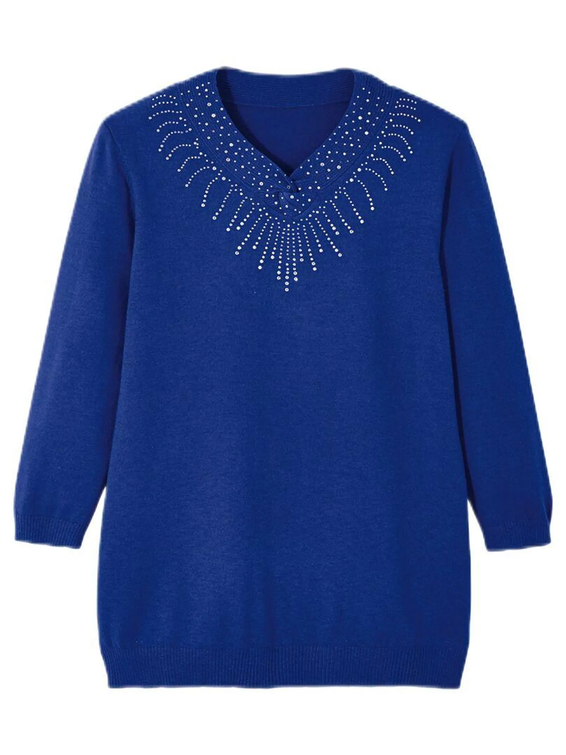 Pull bijou maille extra douce - Bleu roi