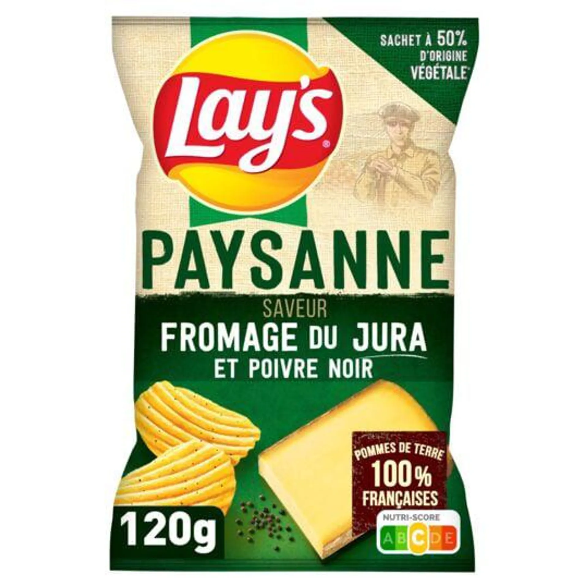 Chips recette paysanne saveur fromage du Jura et poivre noir LAY'S