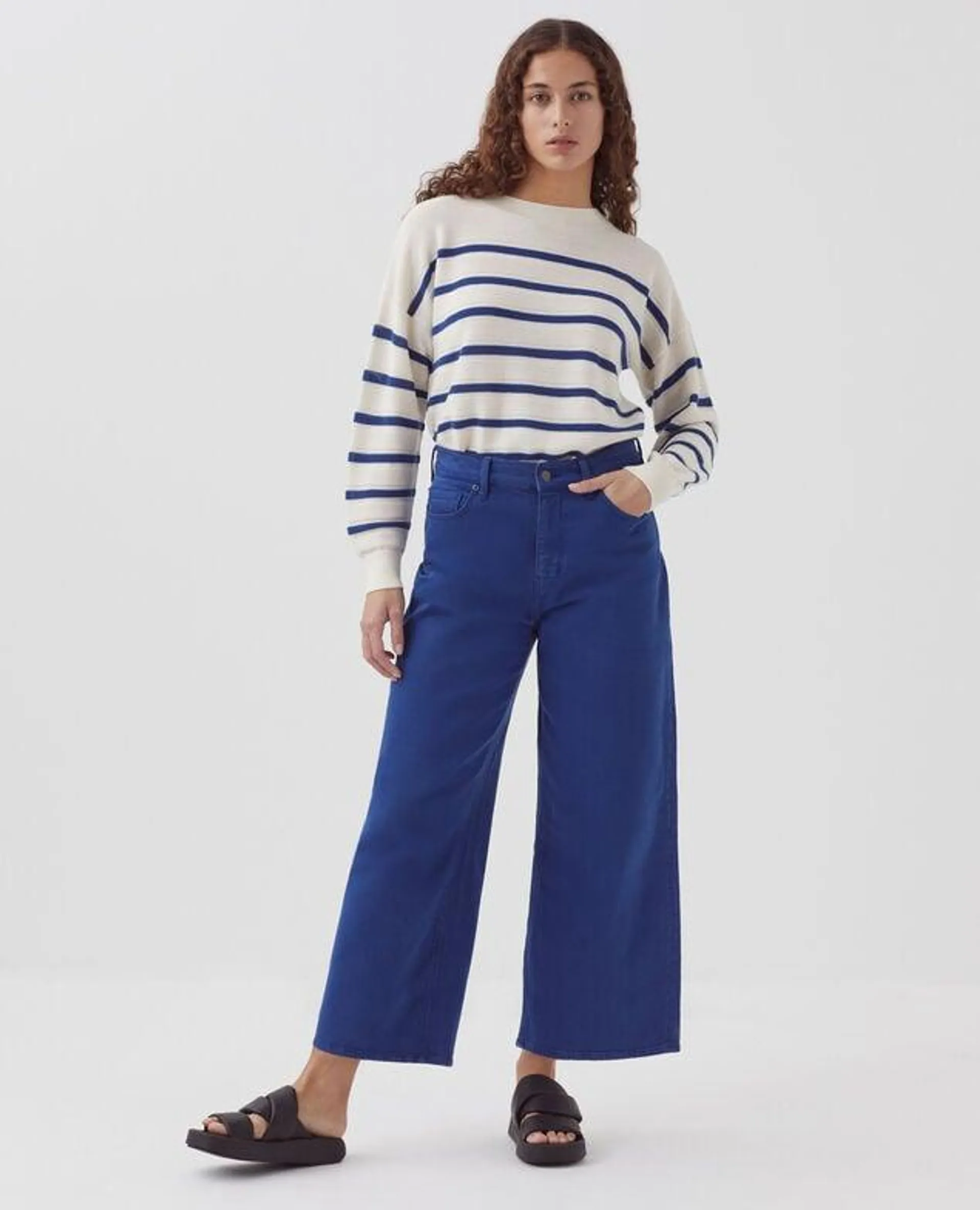 EMY - Jean cropped wide leg sodalite blue