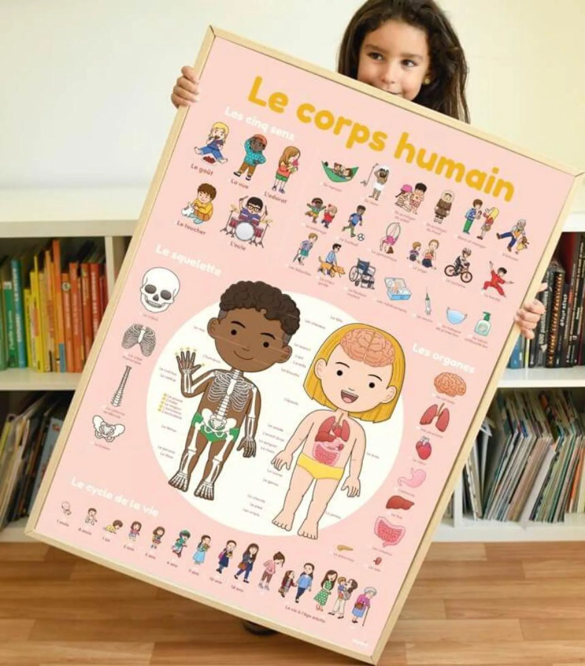 Poster pédagogique + 49 stickers LE CORPS HUMAIN