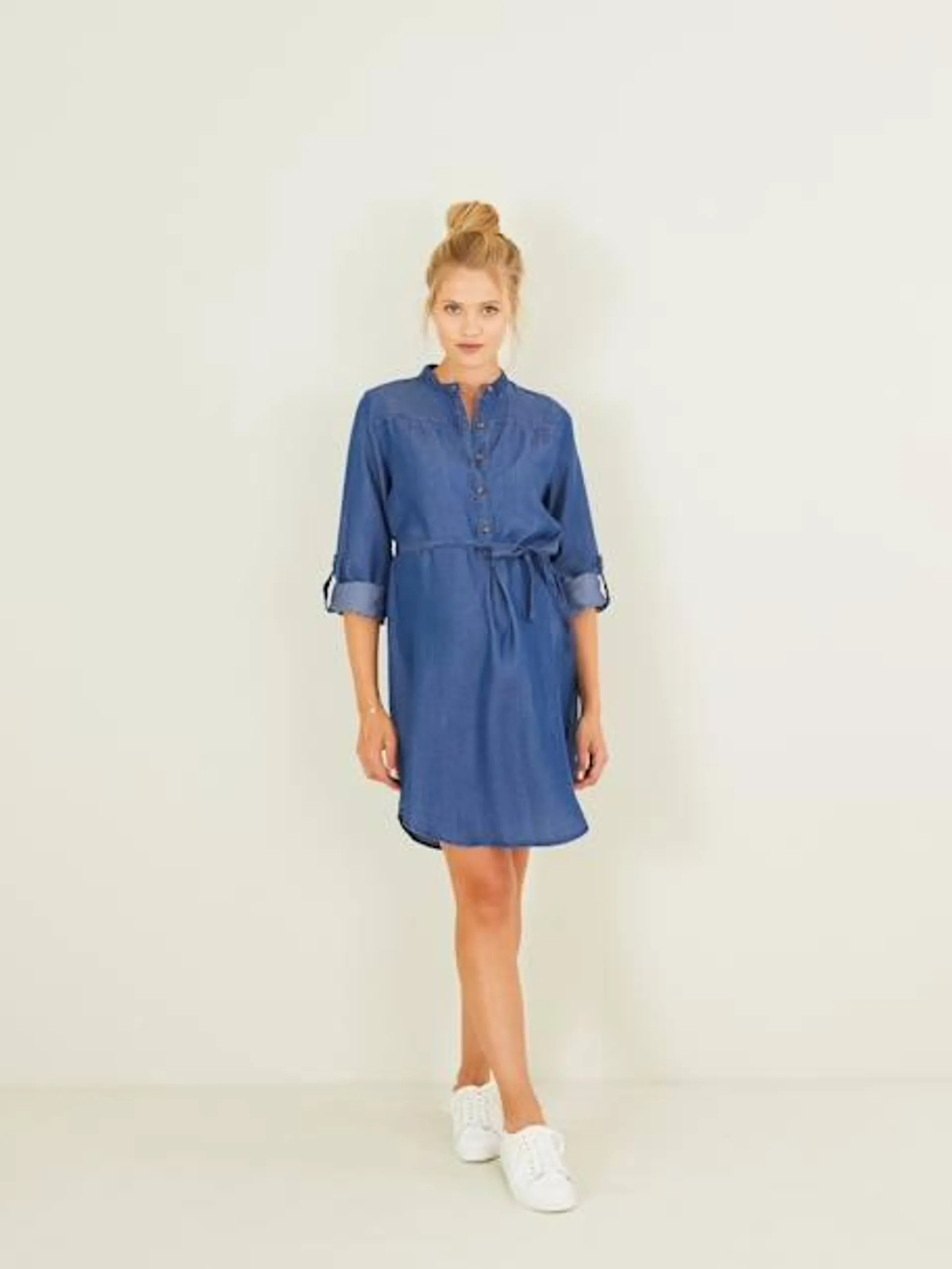 Robe de grossesse et allaitement en denim léger