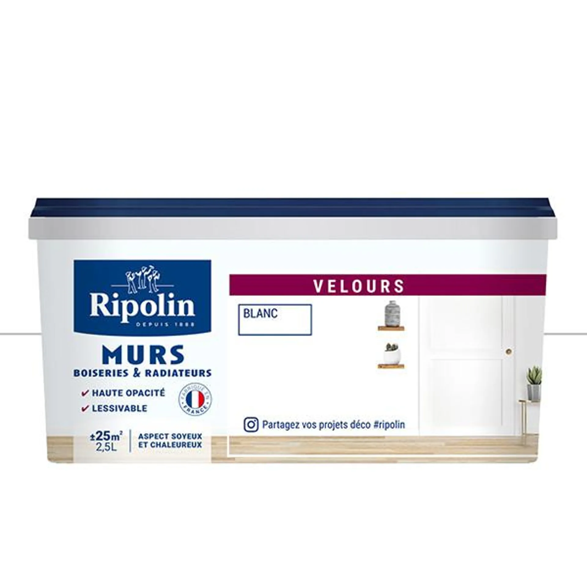 Peinture Ripolin Murs Boiseries et Radiateurs Blanc Velours 2,5L