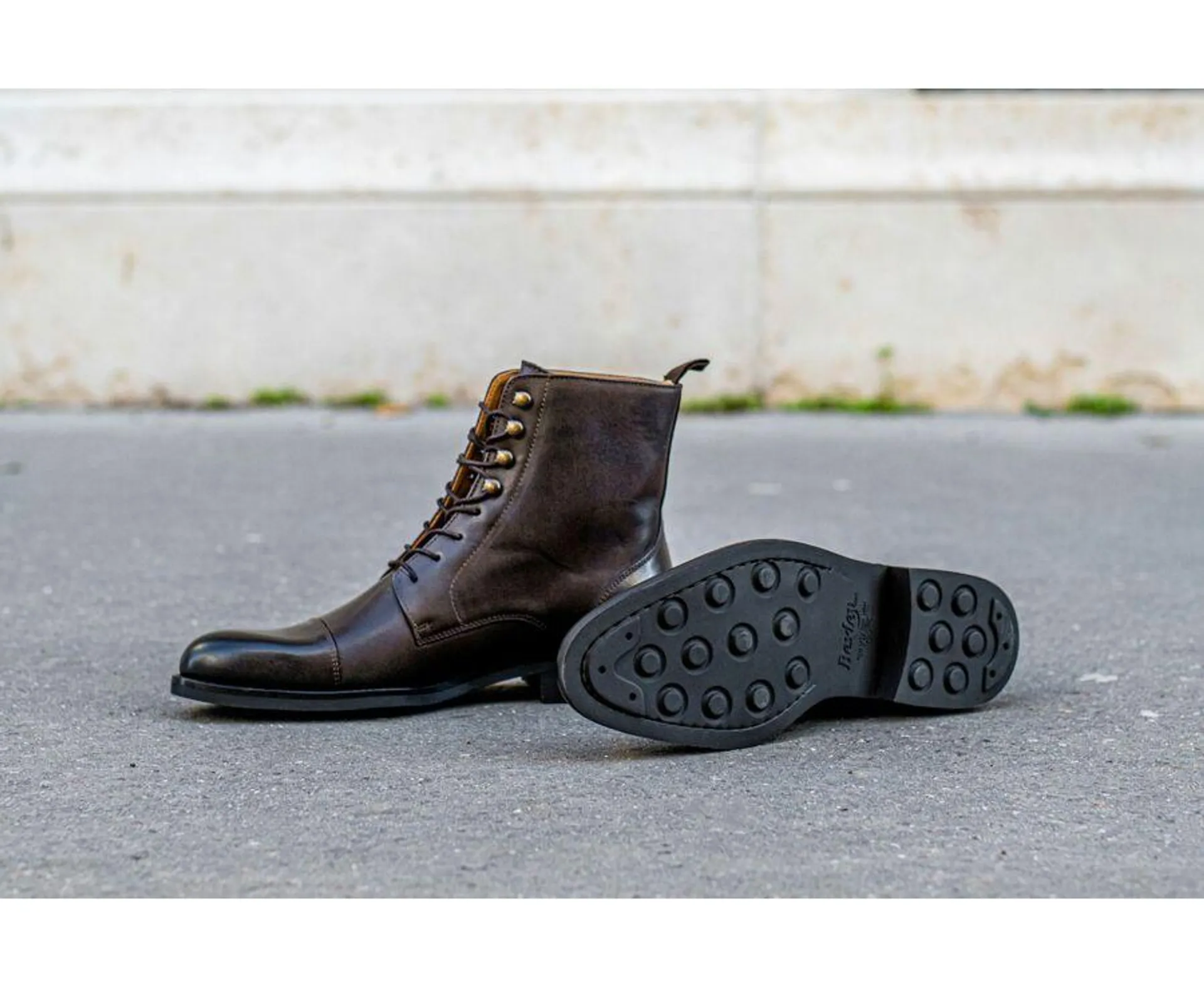 Derby boots homme à lacets Chocolat patiné - ENFIELD II GOMME CITY