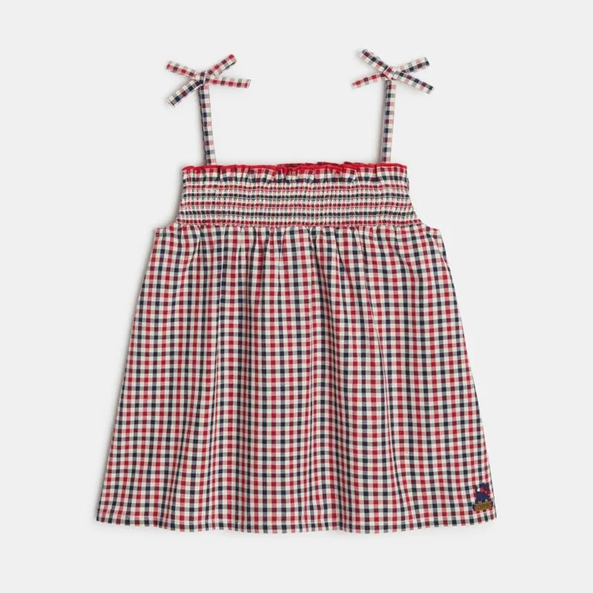 Débardeur rouge à smocks à carreaux fille Chipie