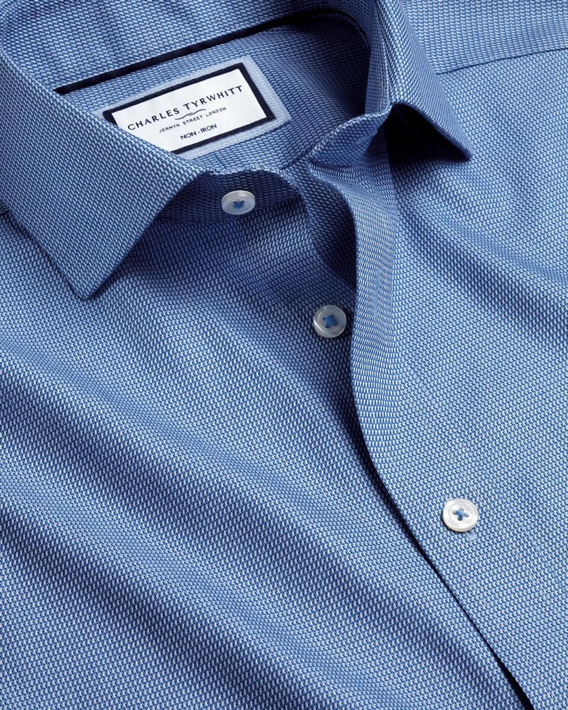 details about product: Cutaway Collar Non-Iron Mayfair Weave Shirt - Cobalt Blue