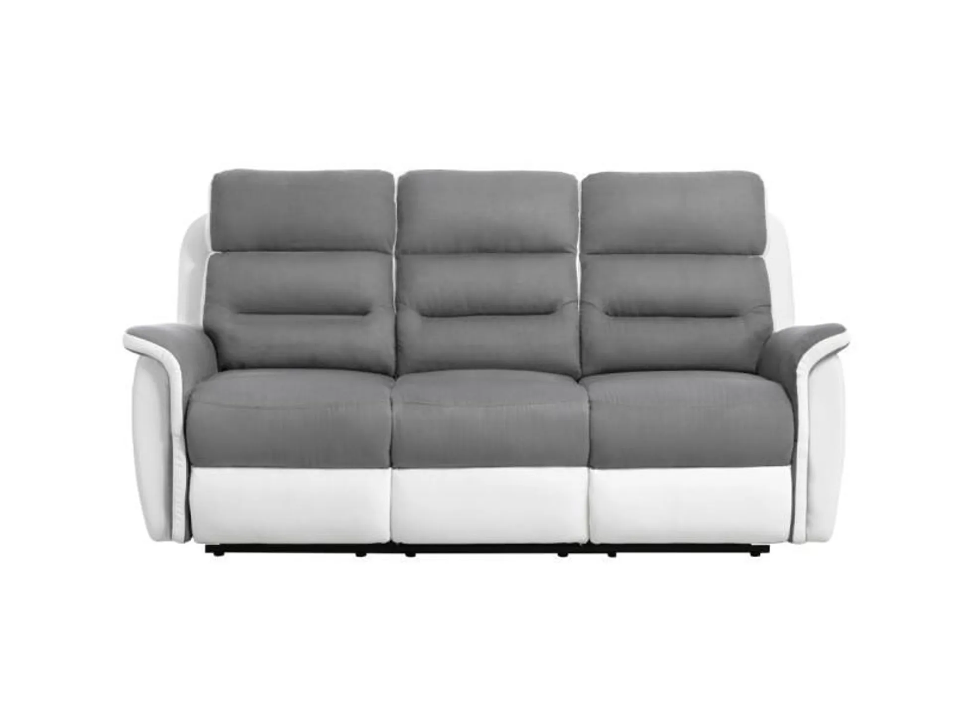 Canapé de relaxation 3 places en microfibre et simili léon - blanc et gris