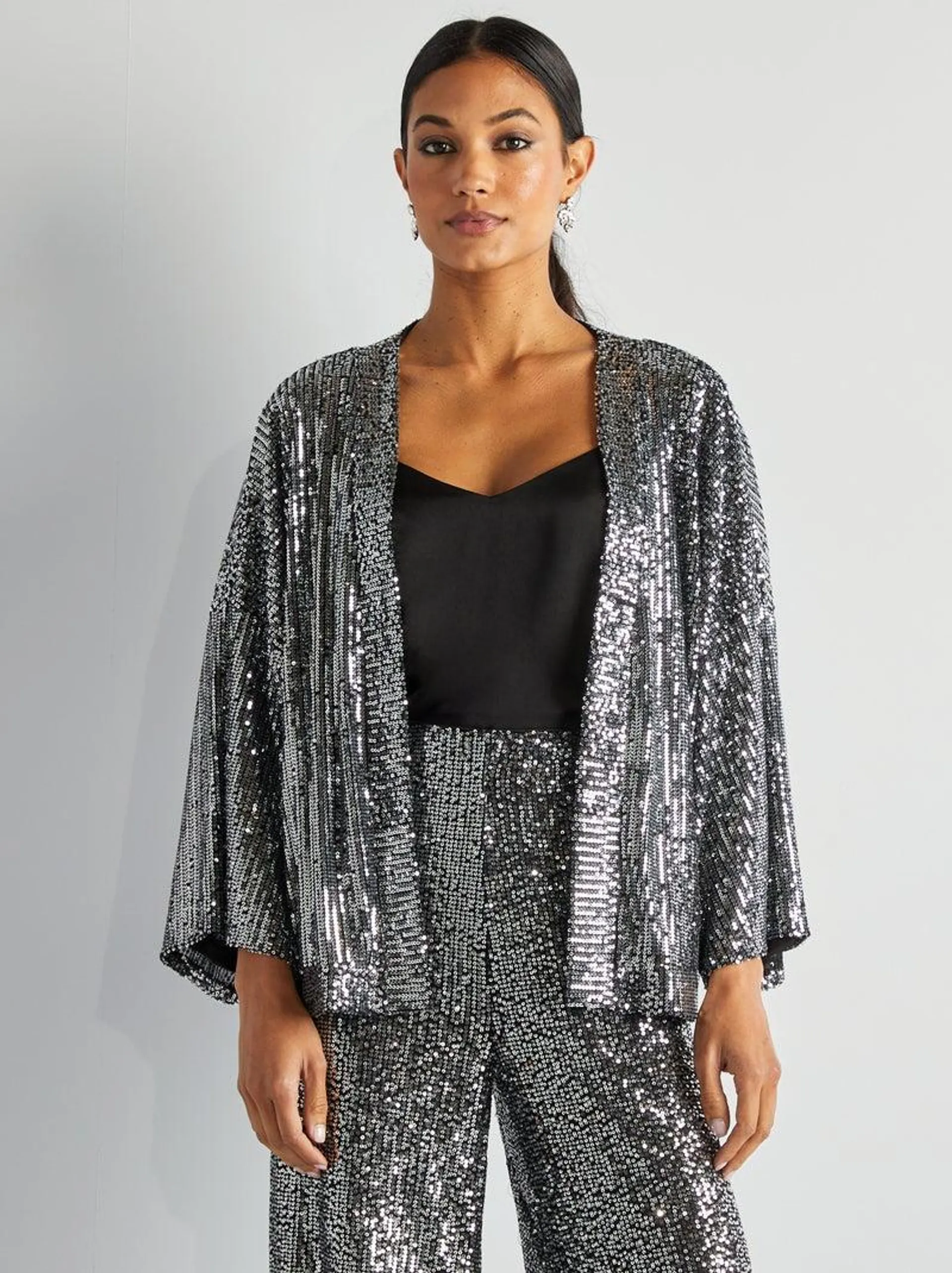 Kimono en sequins - Gris