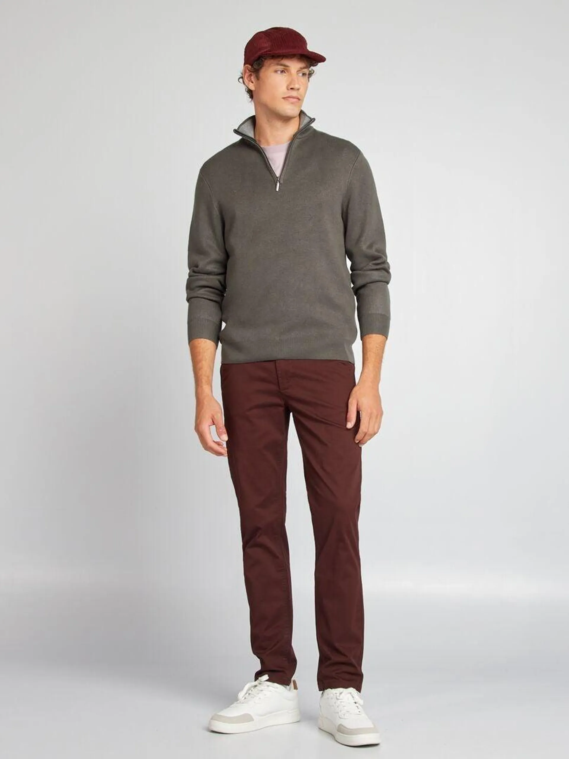 Pantalon chino slim - Marron