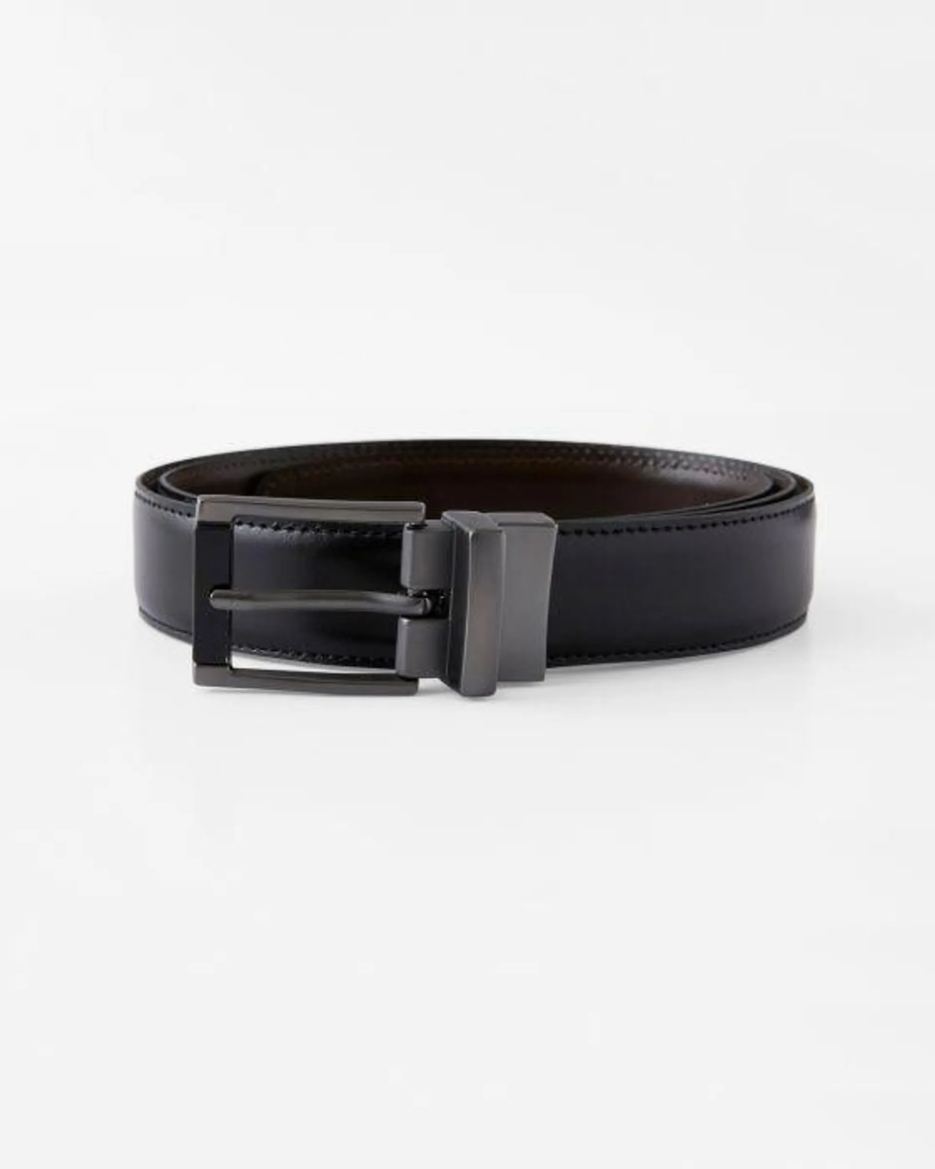 Ceinture croûte de cuir vachette réversible